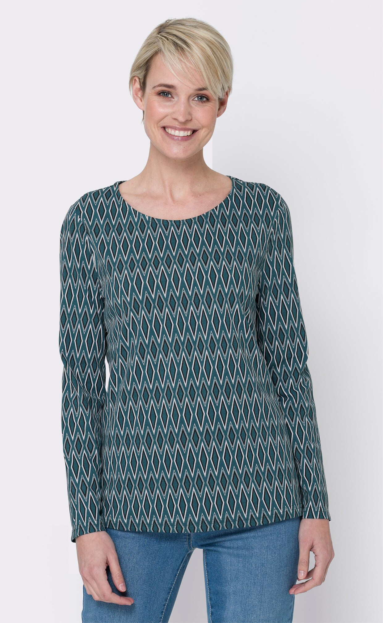 Shirt met lange mouwen - petrol geprint