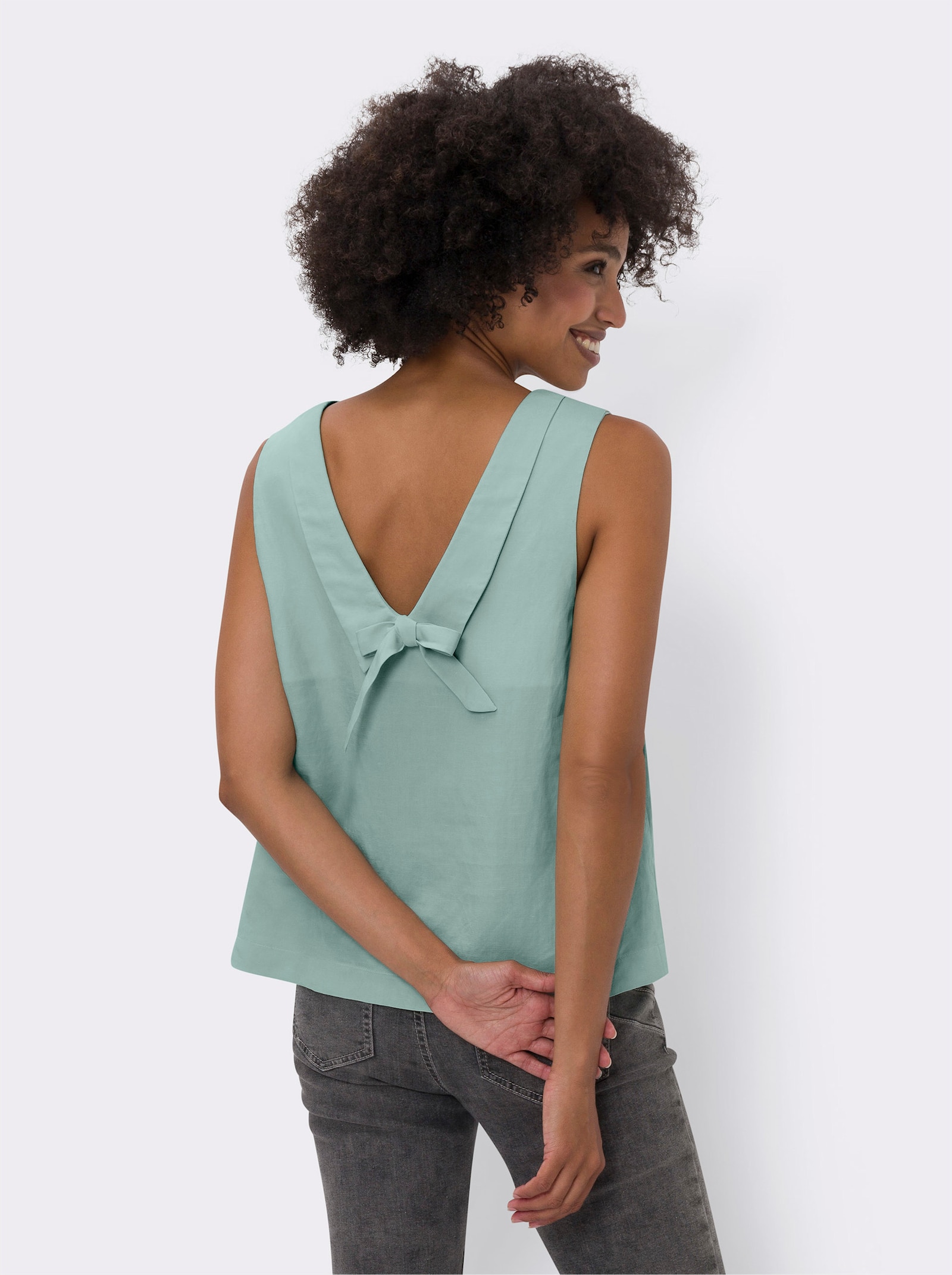 heine Blusentop mit Leinen-Anteil - kalkmint