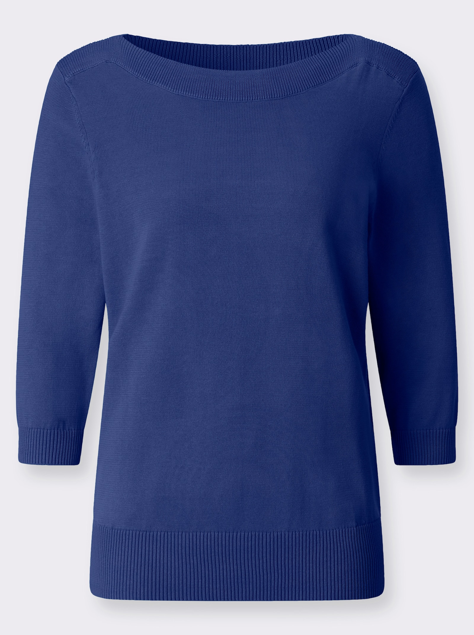 Pullover met 3/4-mouwen en boothals - koningsblauw