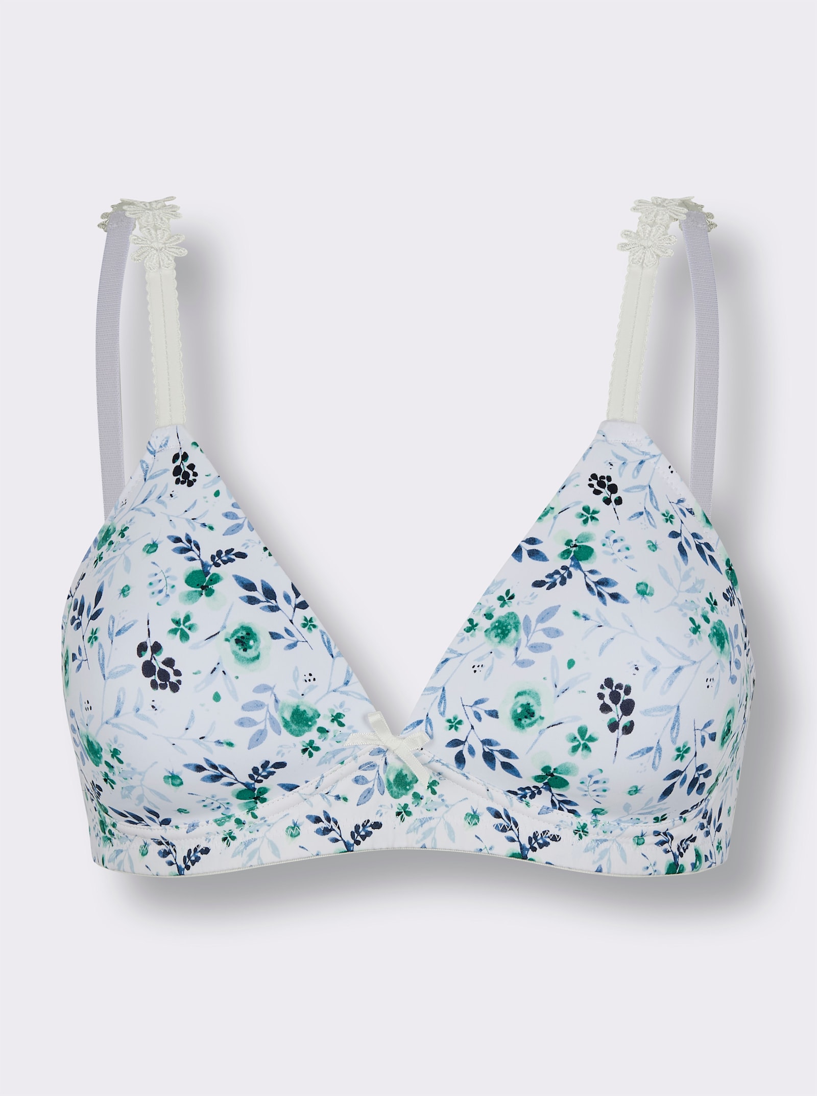 wäschepur Schalen-BH ohne Bügel - weiß-mint-bedruckt