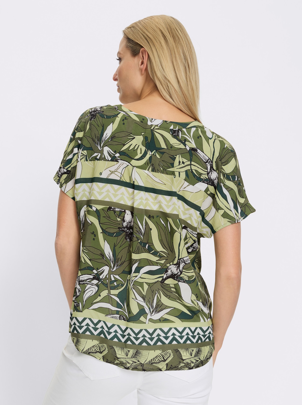 heine Druckbluse - khaki-pistazie-bedruckt