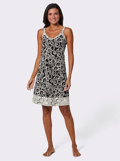 wäschepur Nachthemden mit Muster - schwarz-bedruckt + weiß-bedruckt