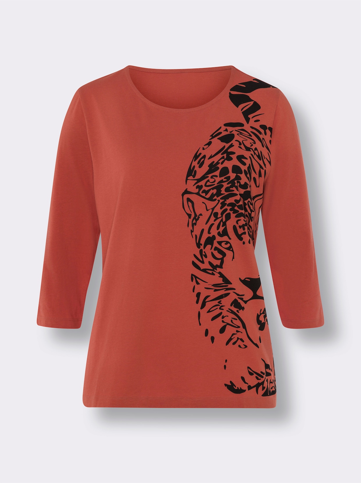 Shirt met 3/4-mouw - terra/zwart