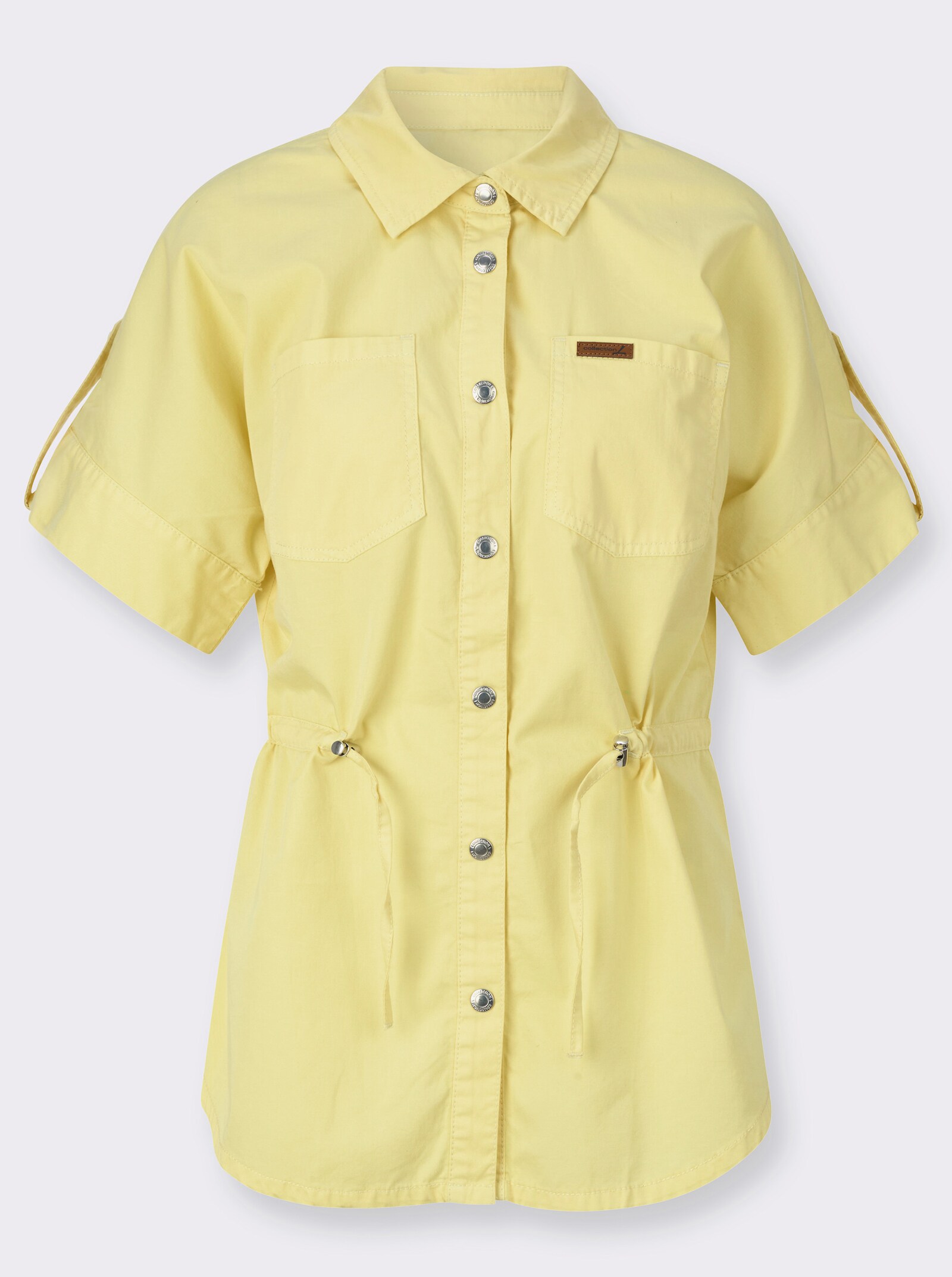 Jeansbluse mit regulierbarem Taillen-Kordelzug - zitrone