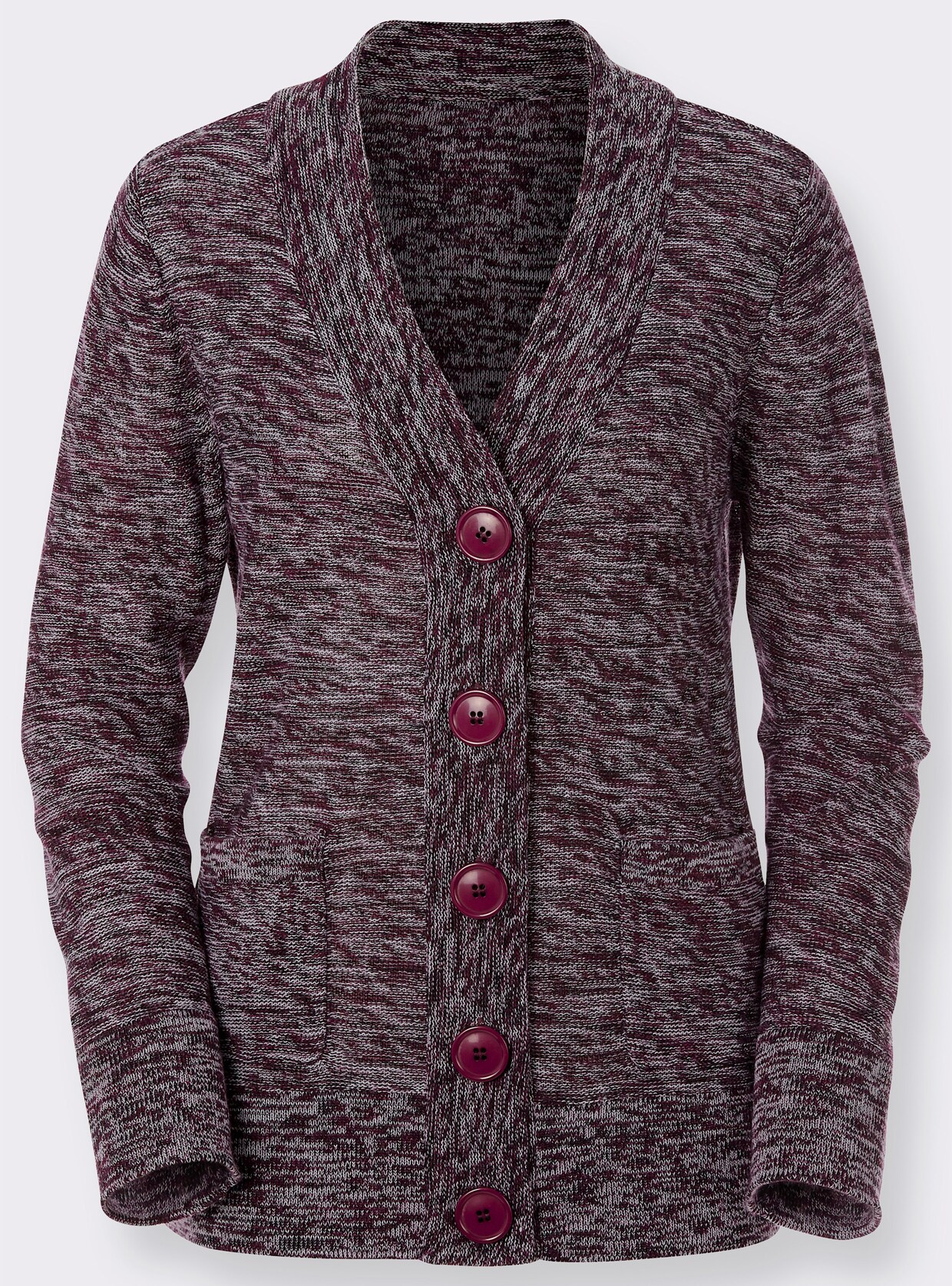 Cardigan - brombeer-meliert