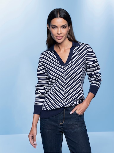 heine Pull - marine-écru à motifs