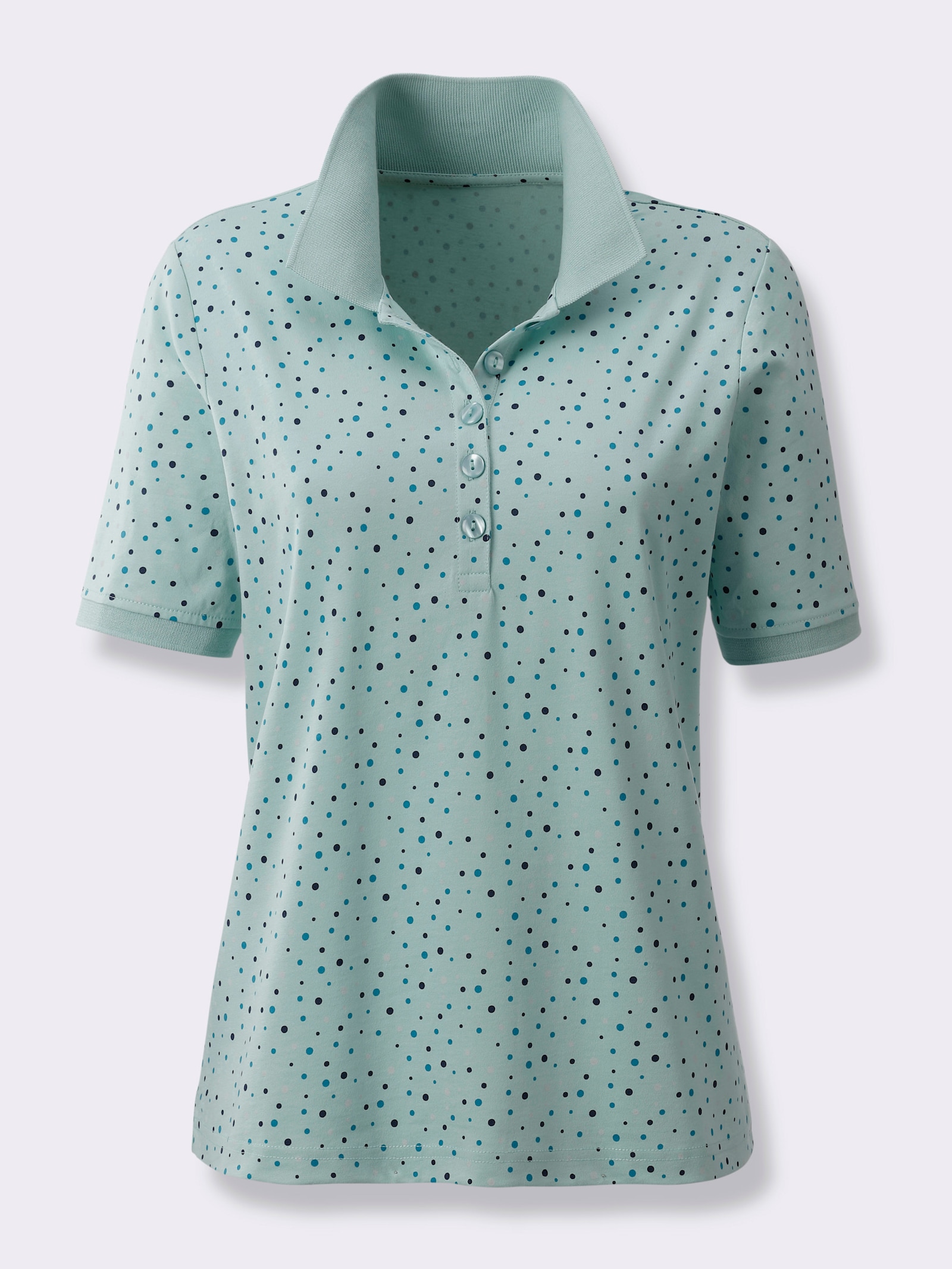 Poloshirt im Tupfendessin - mint-aquapetrol-getupft
