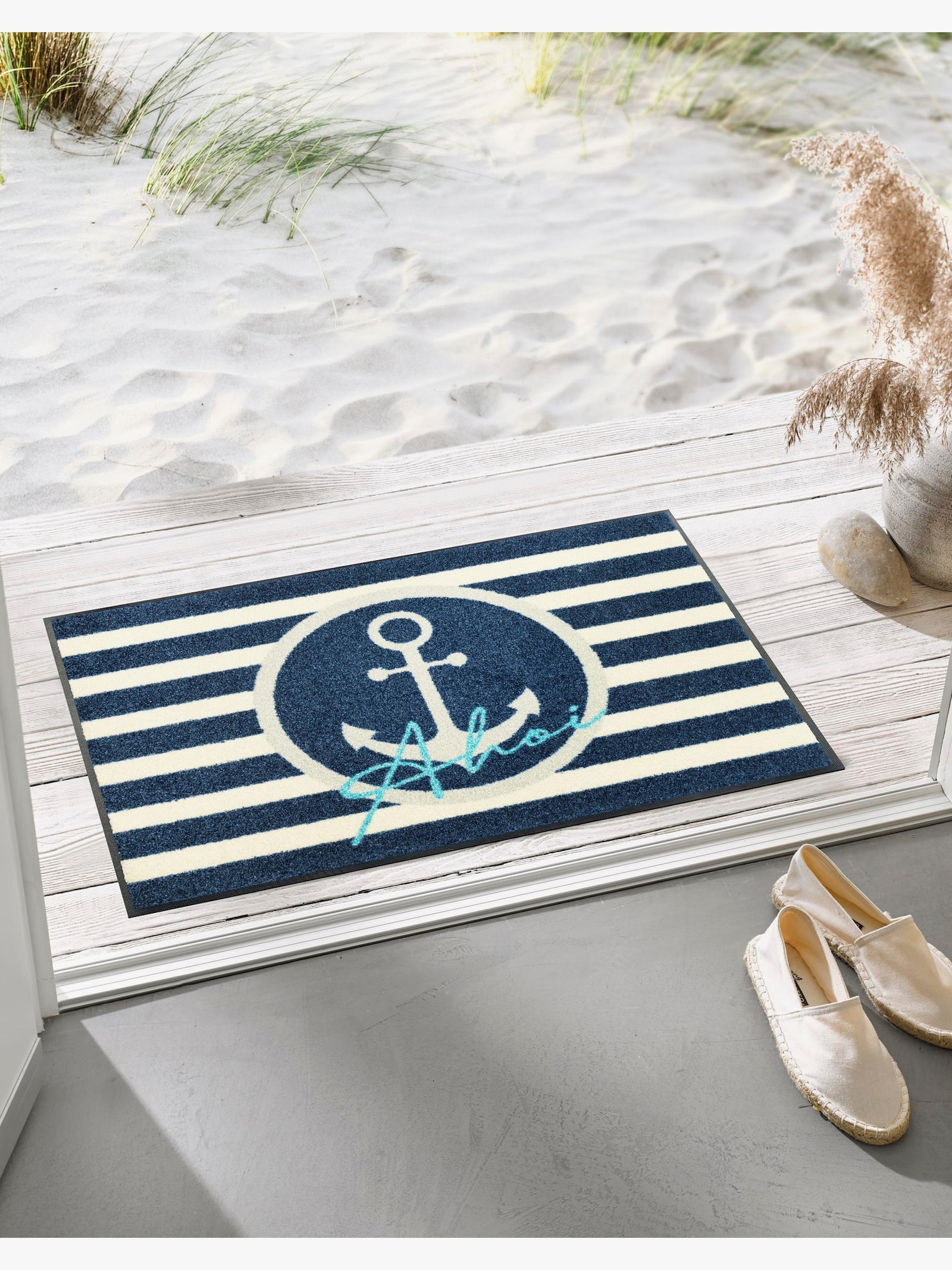 wash+dry by Kleen-Tex Fußmatte - blau-ecru