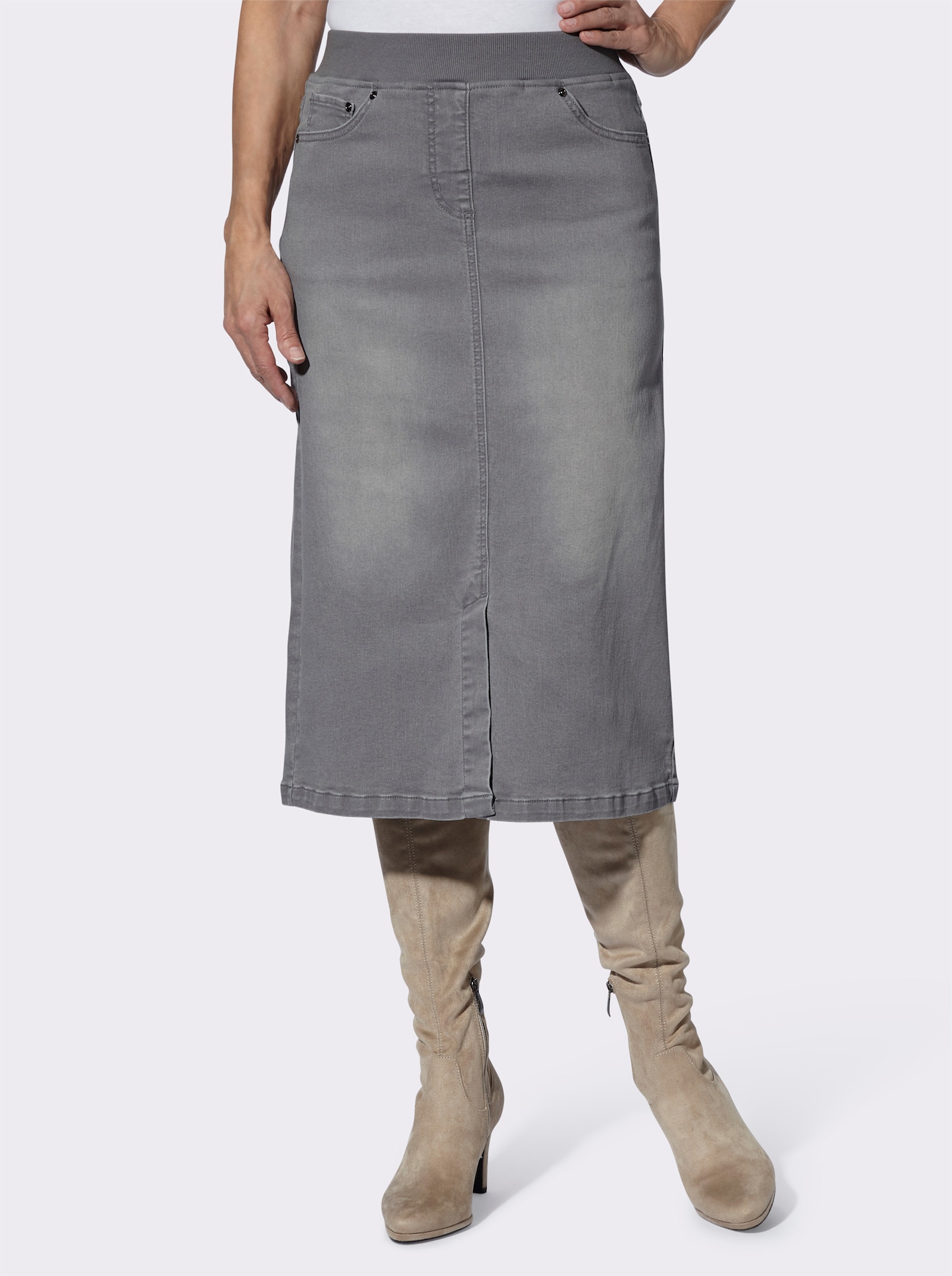 Jeansrock in Schlupfform - grey-denim