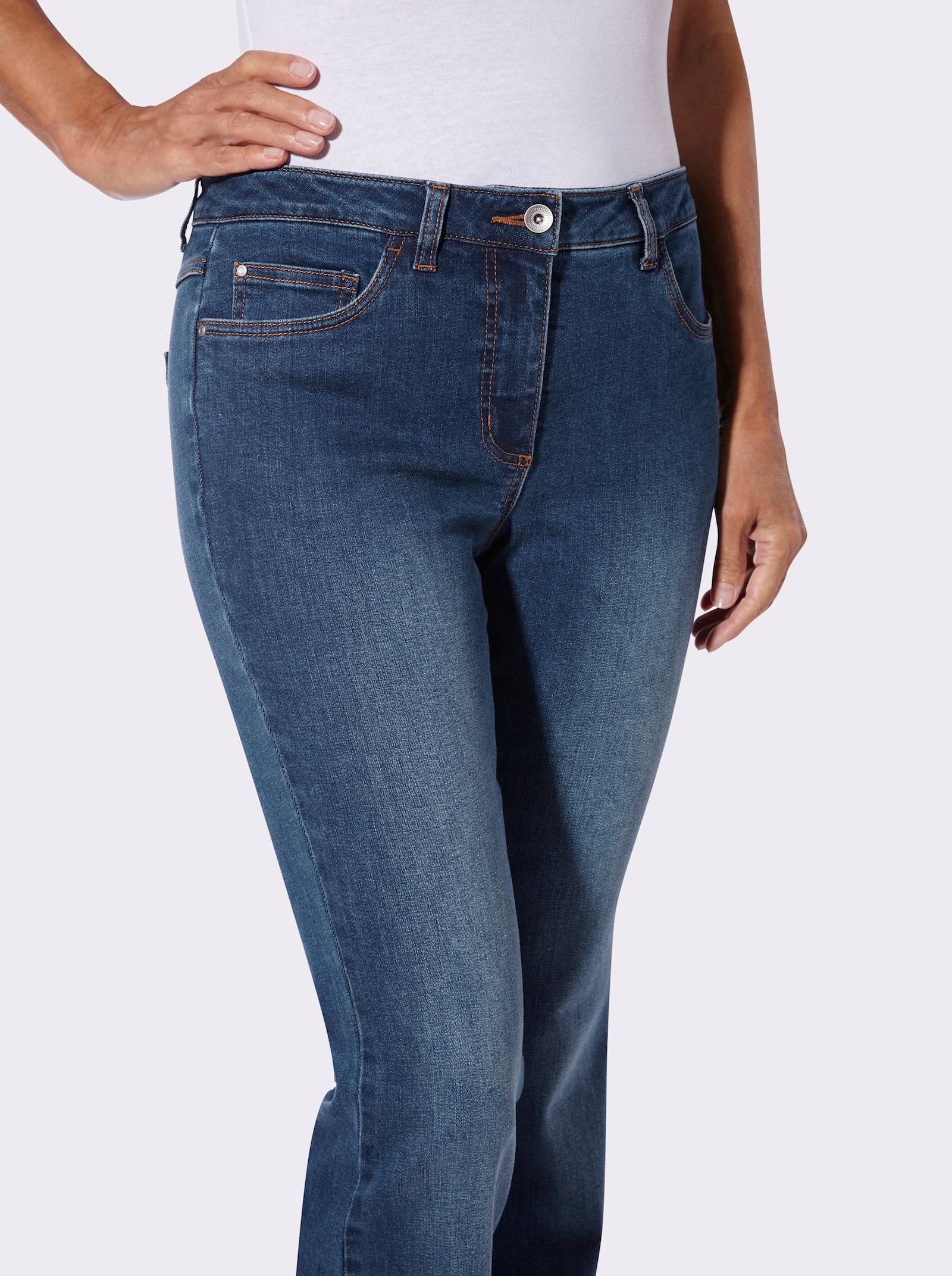 Schlagjeans in 5-Pocket-Form - blue-stone-washed