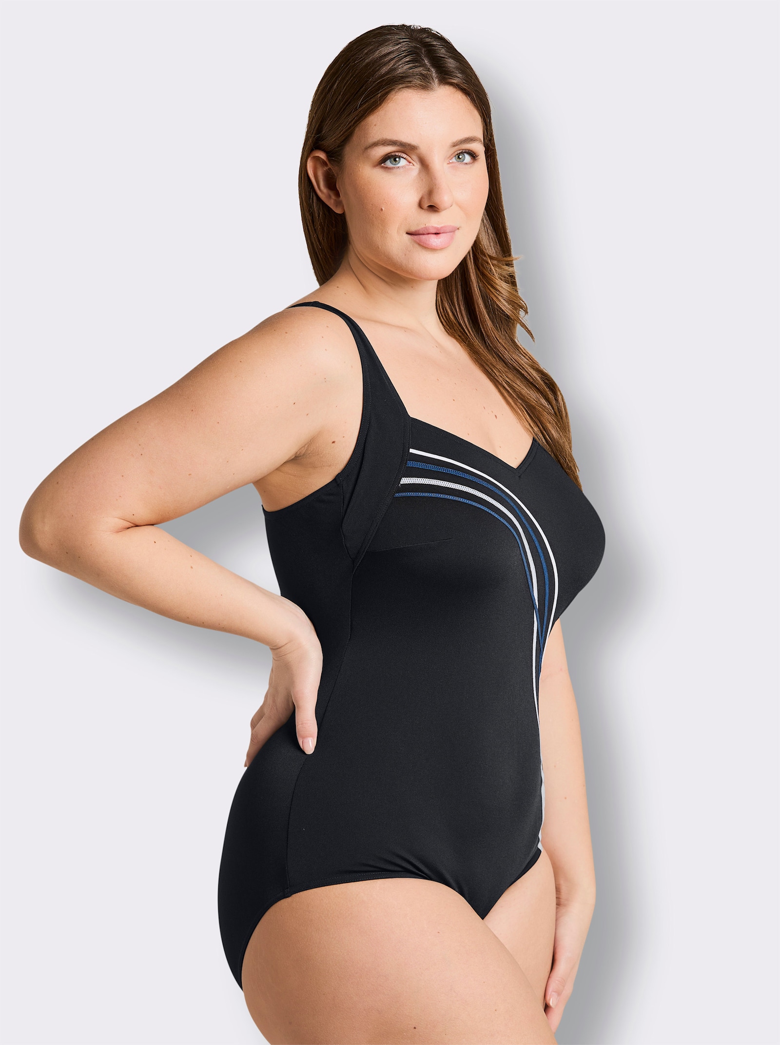 Sunflair Badeanzug in figurschmeichelnder Optik - schwarz-graphit