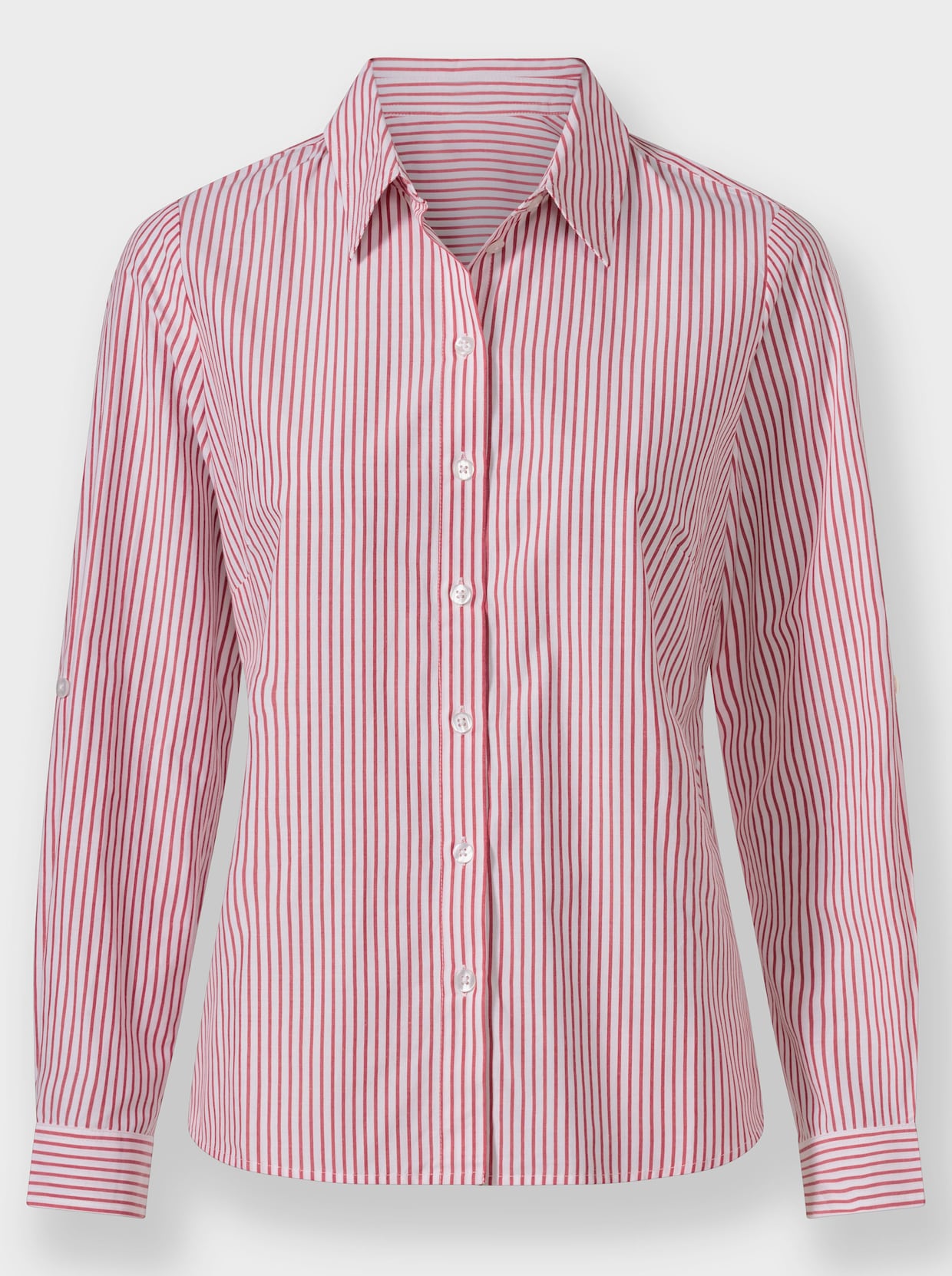 Gestreifte Bluse - rot-ecru-gestreift