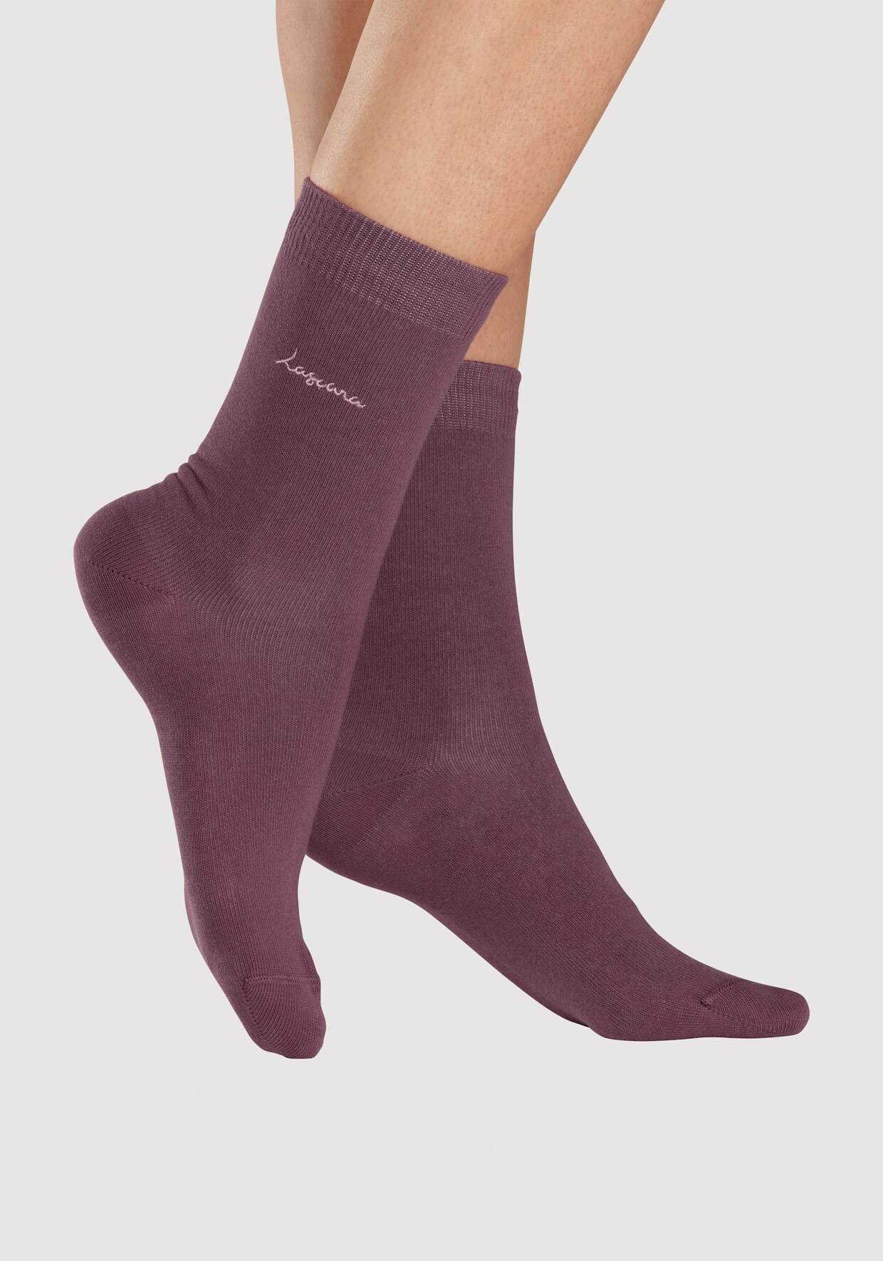 LASCANA chaussettes basiques - 1x vieux rose, 1x mûre, 1x pétrole, 1x vert, 1x marine, 1x anthracite chiné, 1x vert gris