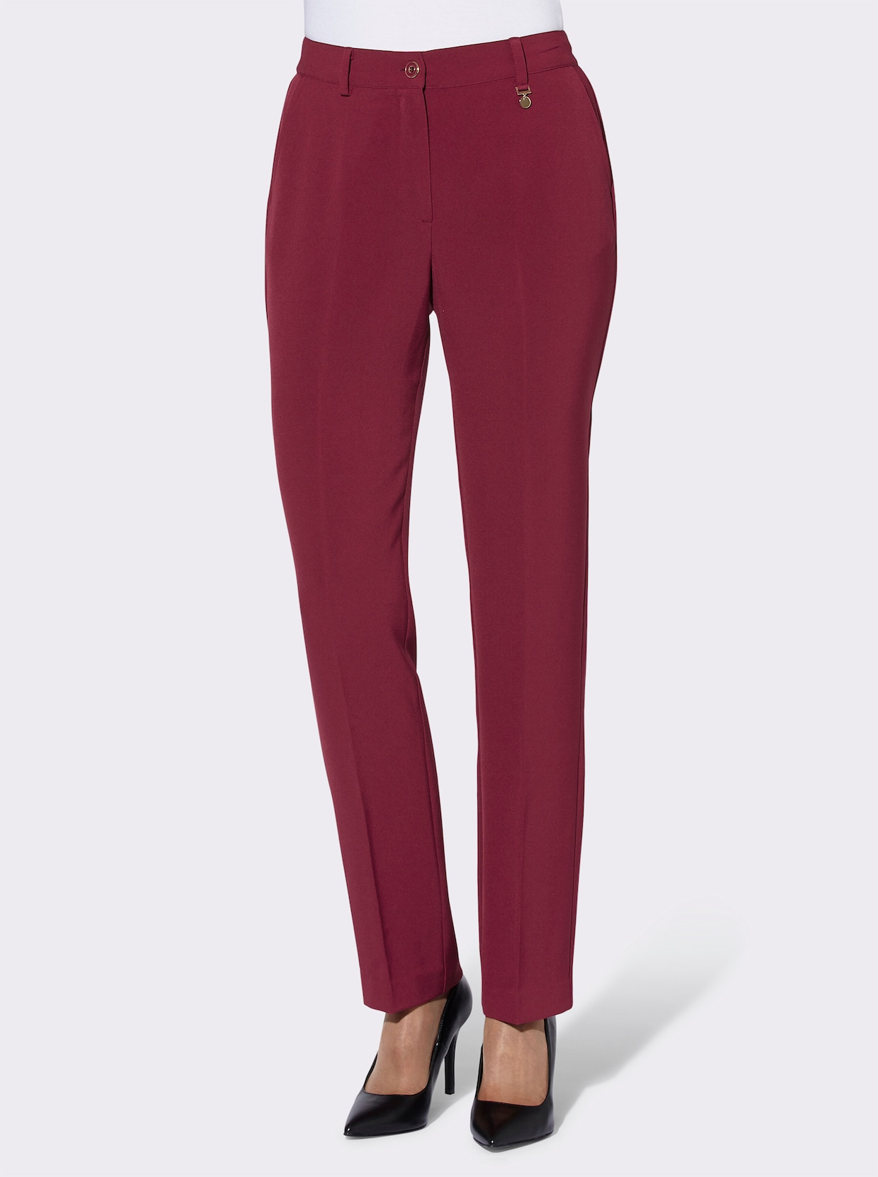 Broek met persplooien - bordeaux