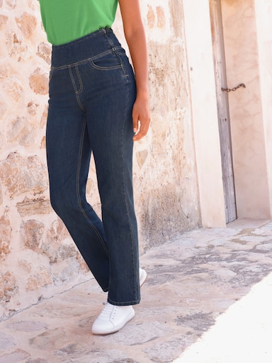 Gerade Jeans mit hohem Bund - blue-stone-washed
