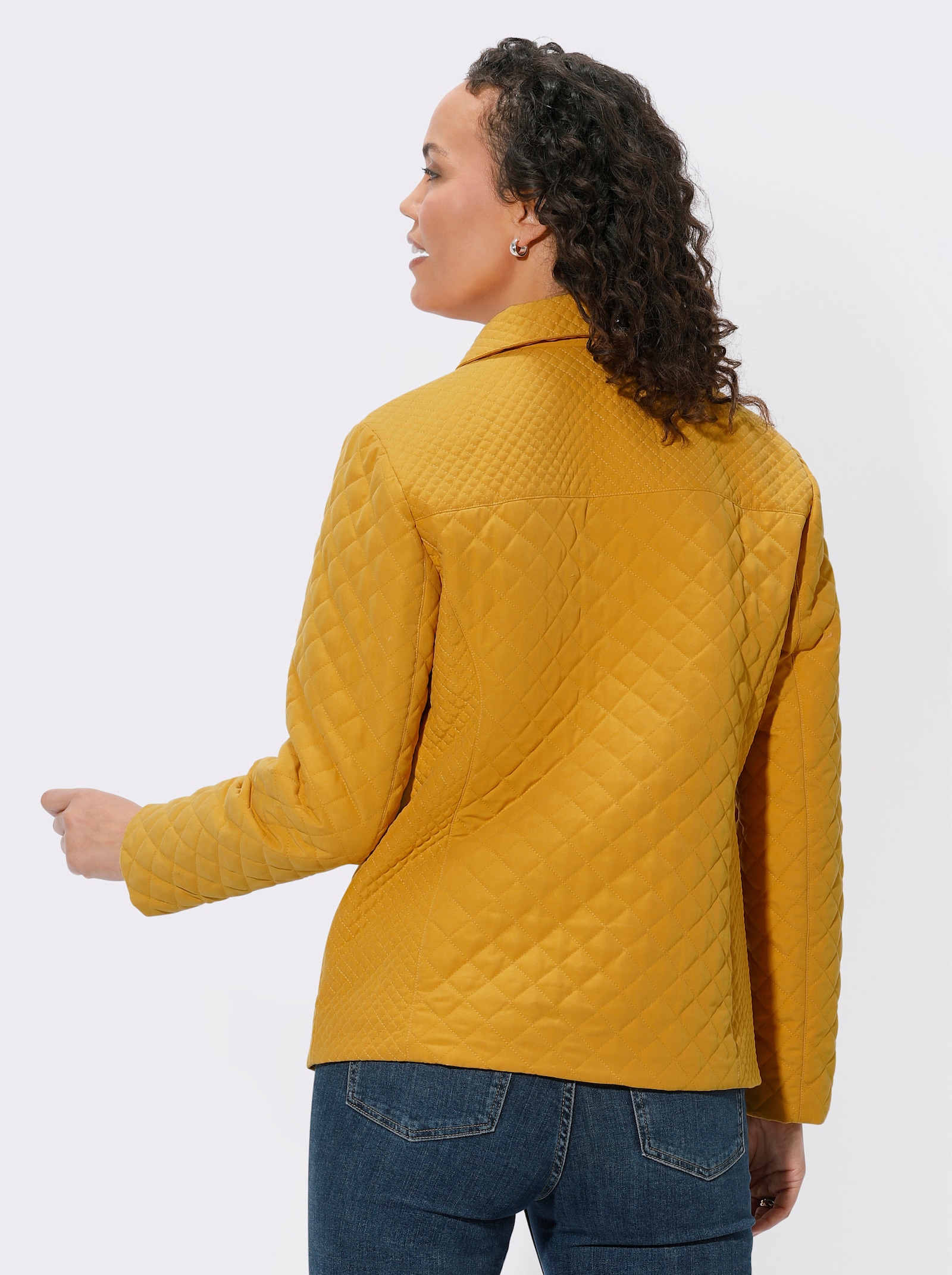 Steppjacke im Rauten-Dessin - ocker