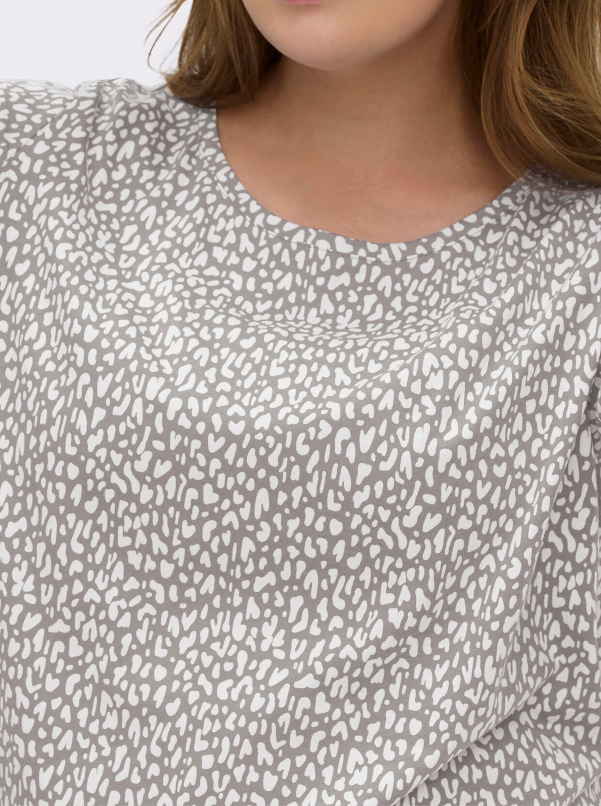 3/4-Arm-Shirt mit Minimal-Druck - weiß-grau-bedruckt