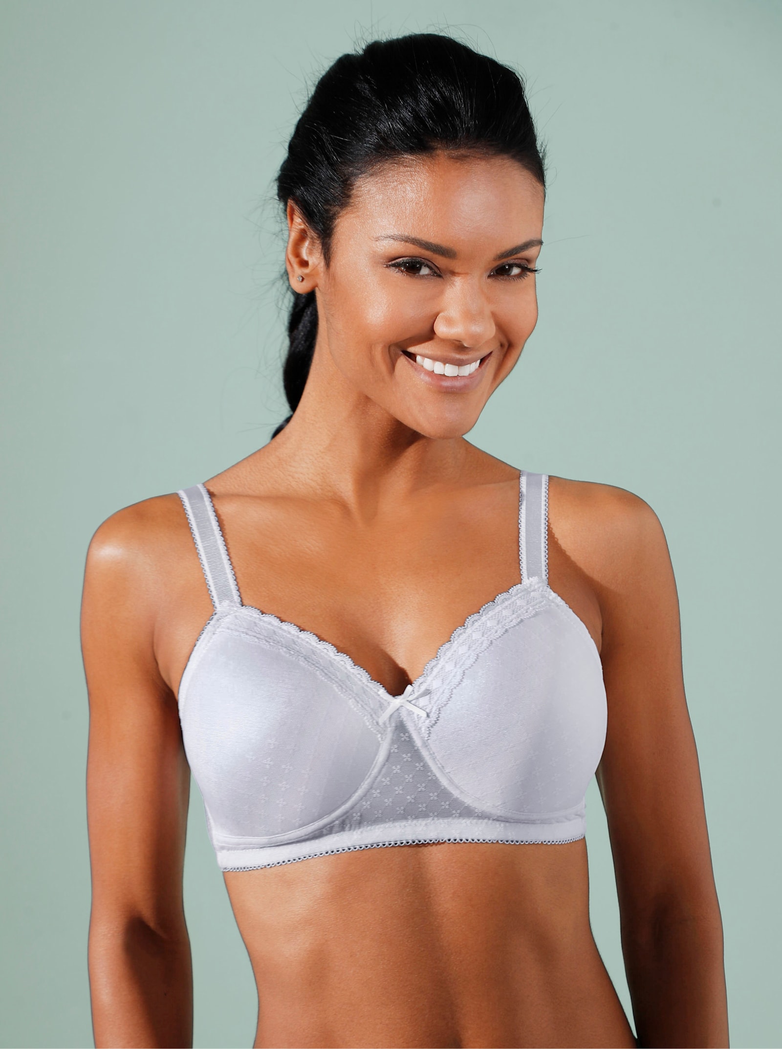 wäschepur Beha met cups zonder beugel met jacquardpatroon - wit