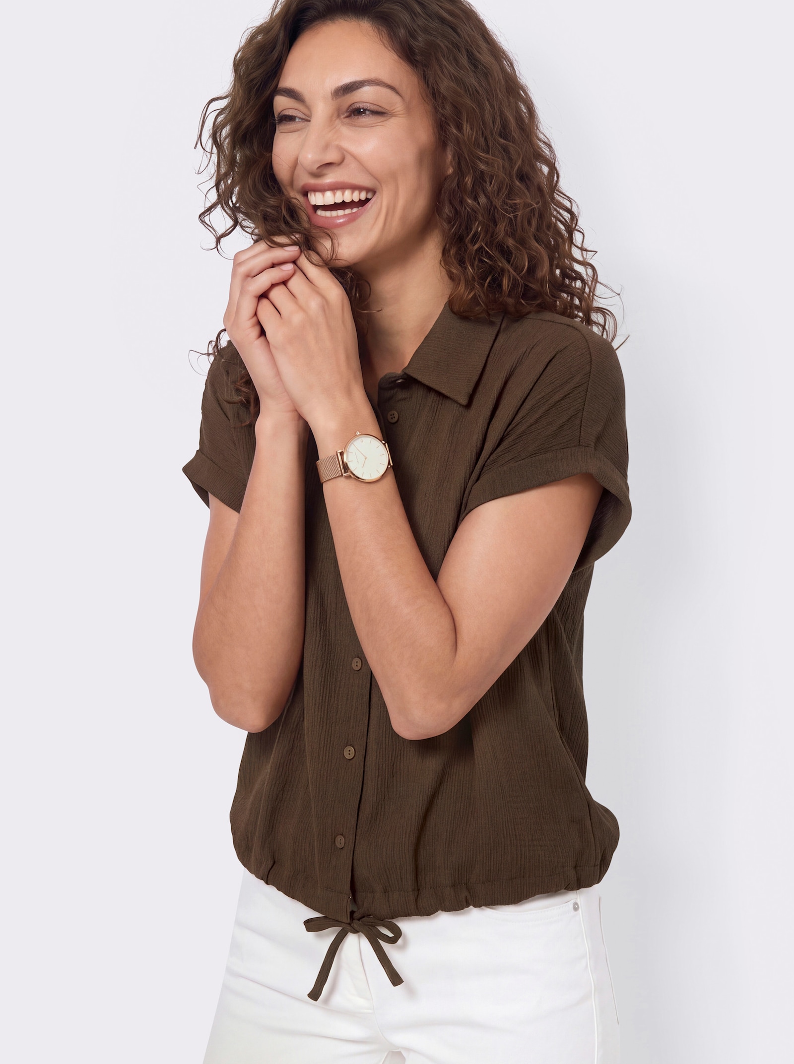 Shirtjacke in Oversize-Form - schoko