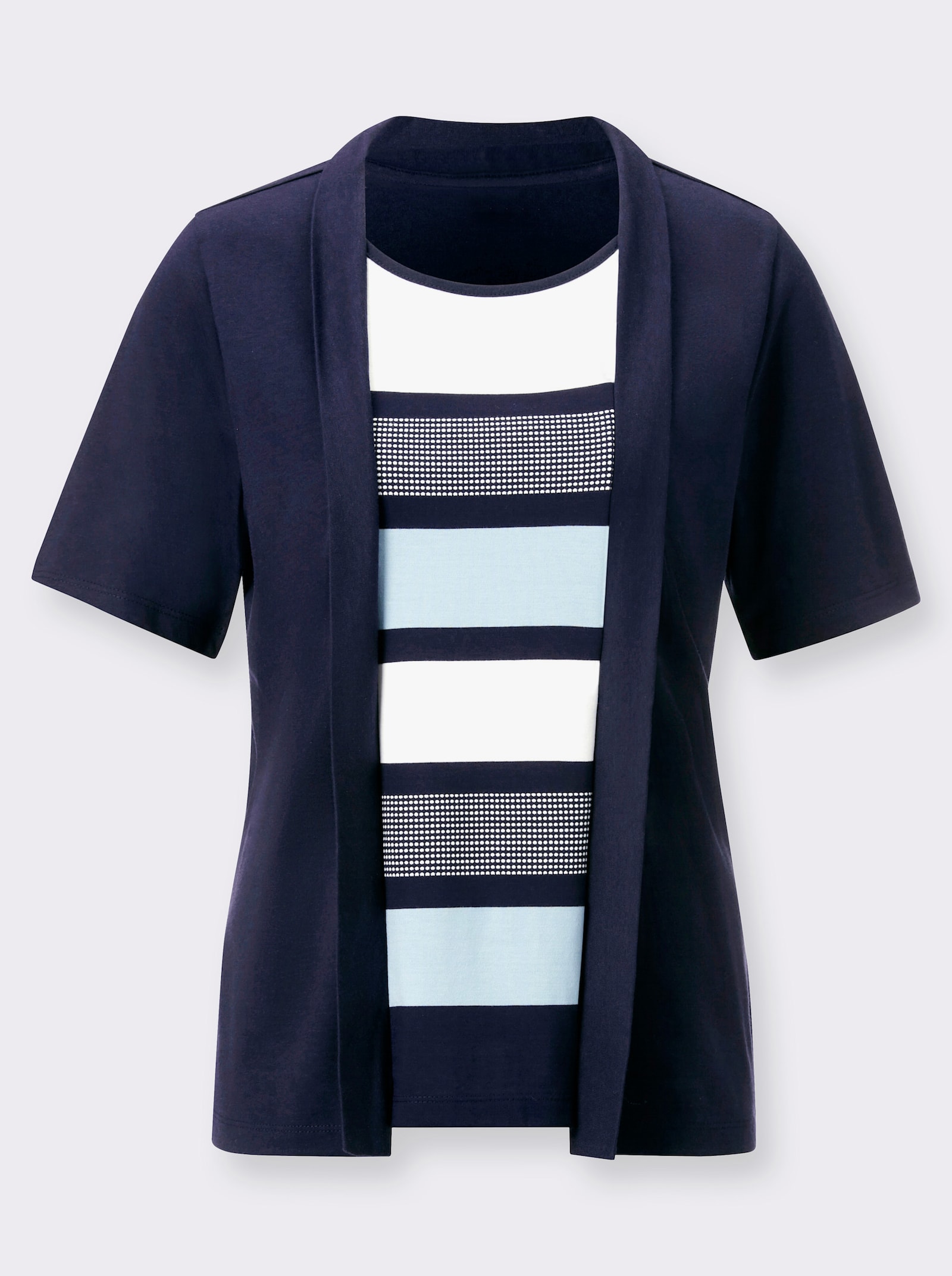 2-in-1-shirt in extra zachte materiaalmix - marine