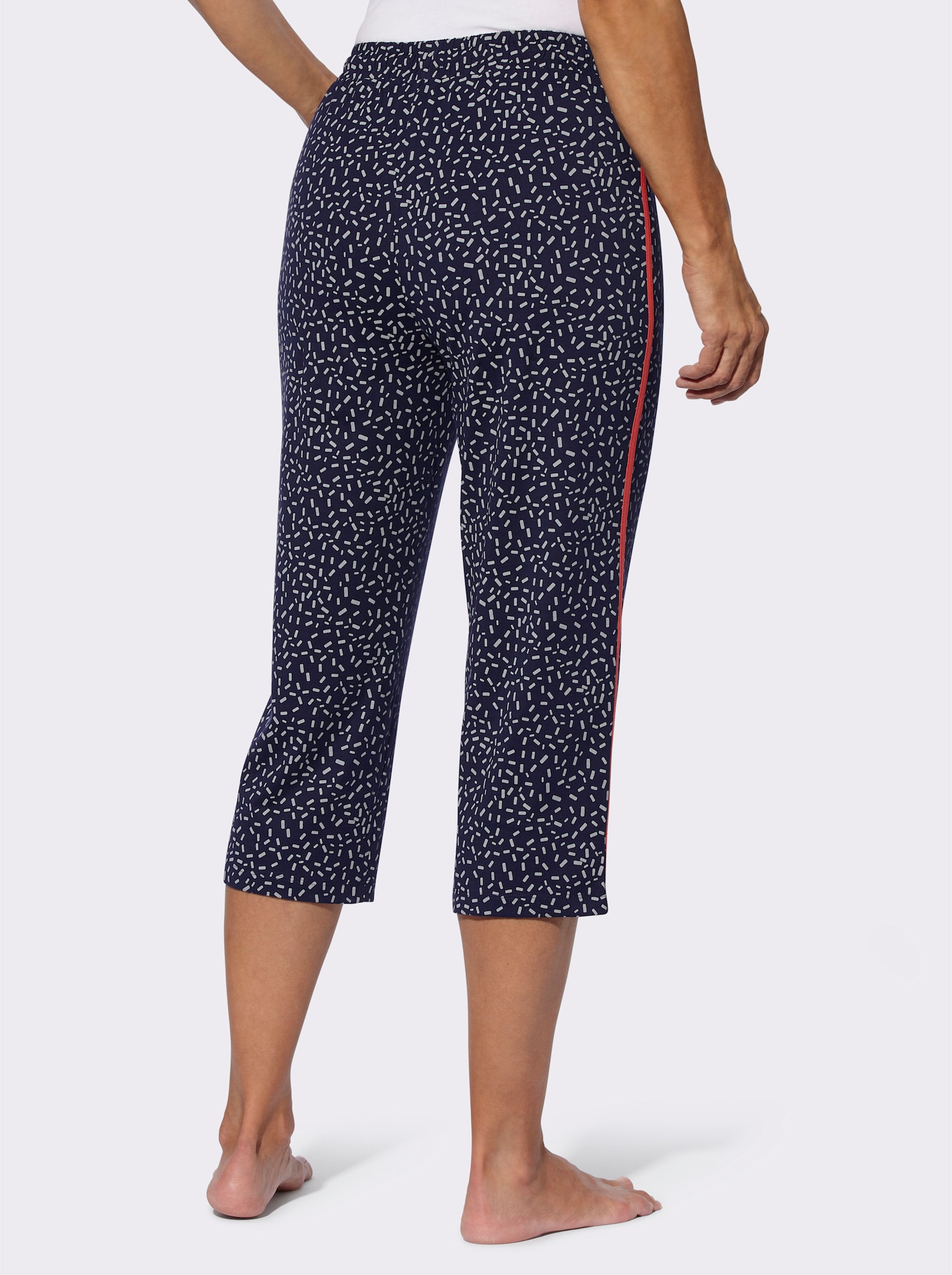 7/8-broek met contraststreep - marine/steengrijs bedrukt