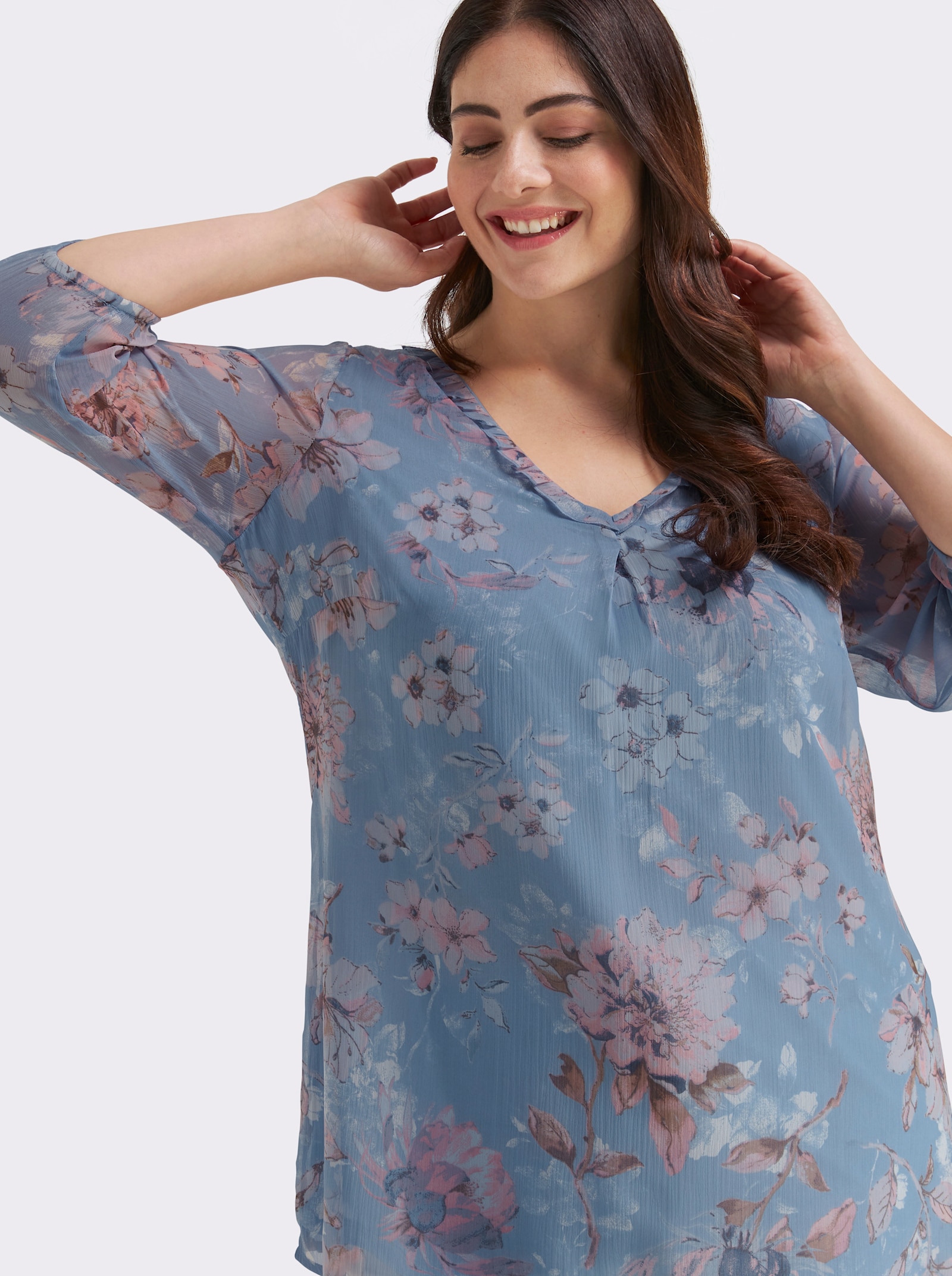 Tunika mit Rüschen-Verzierung - bleu-bedruckt