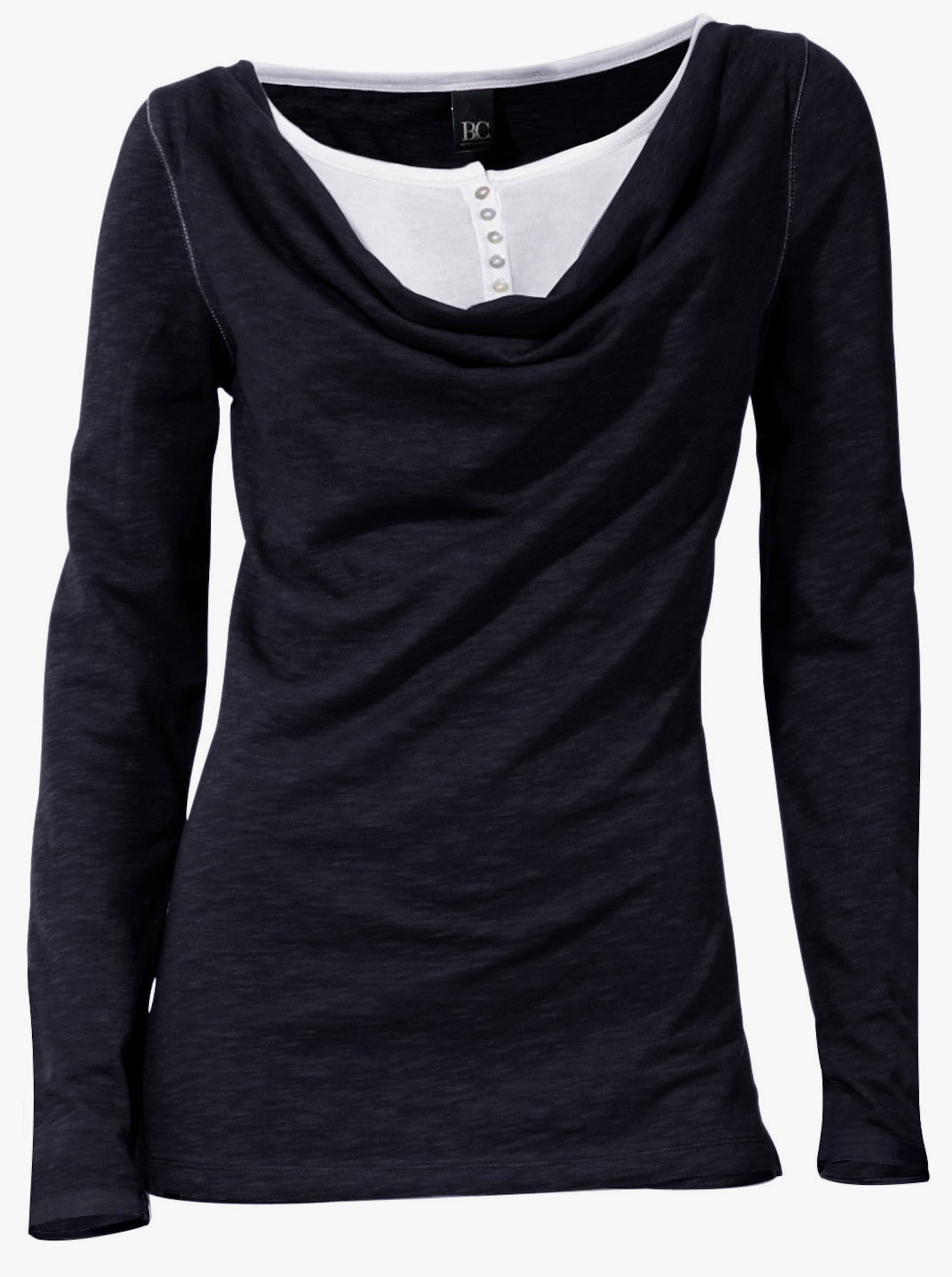 2-in-1-shirt van elastisch materiaal - zwart