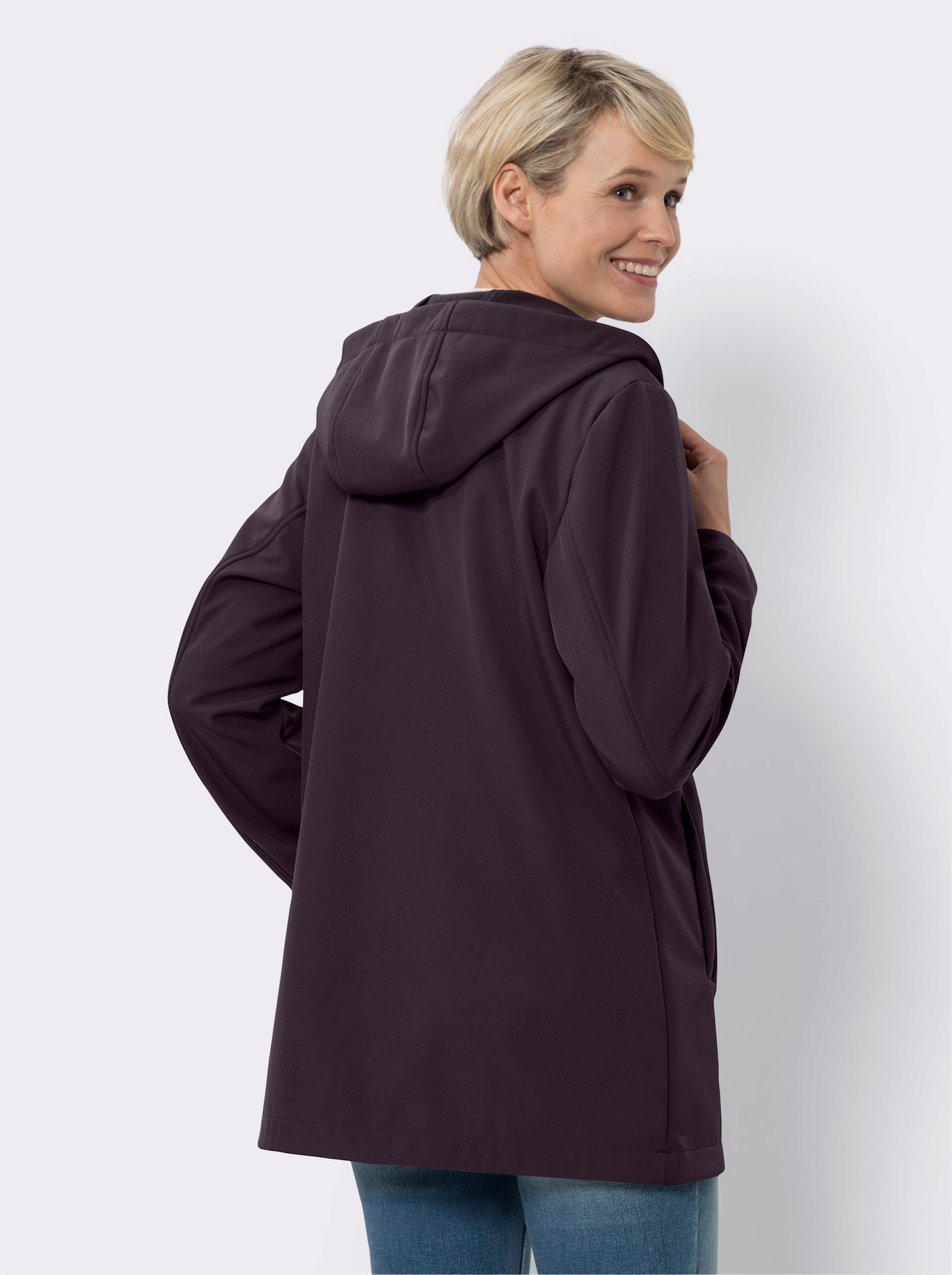 Softshell-jack met capuchon - aubergine