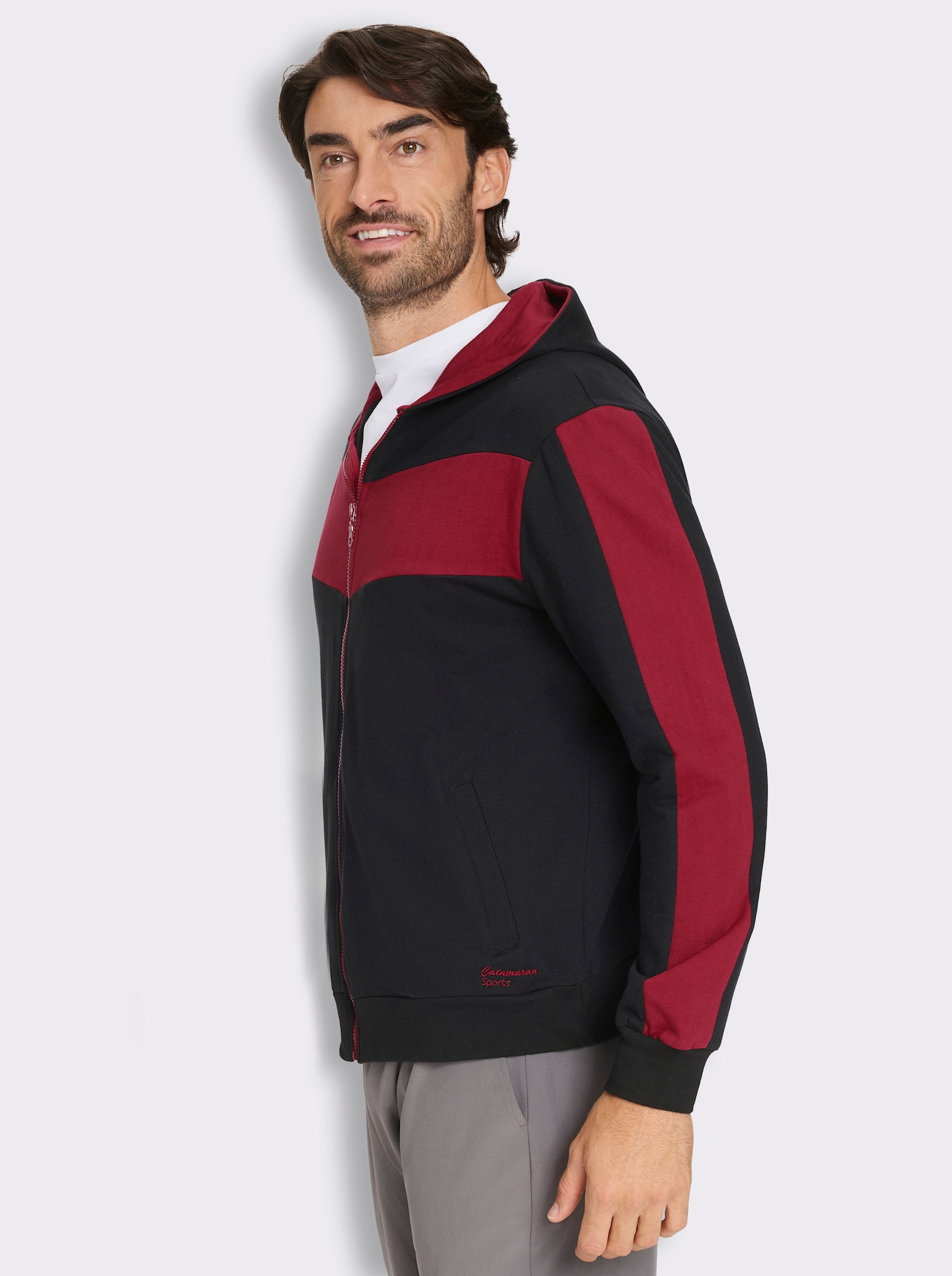 Catamaran Sports Sweatjacke mit Kapuze - schwarz-kirsche