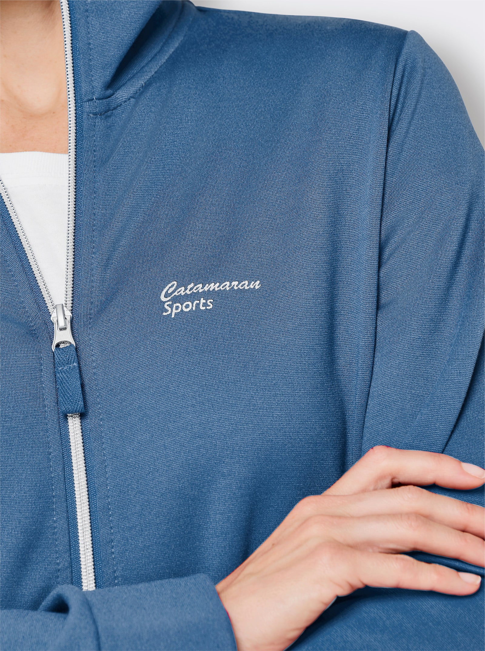 Catamaran Funktionsjacke in formstabiler Interlock-Qualität - mittelblau