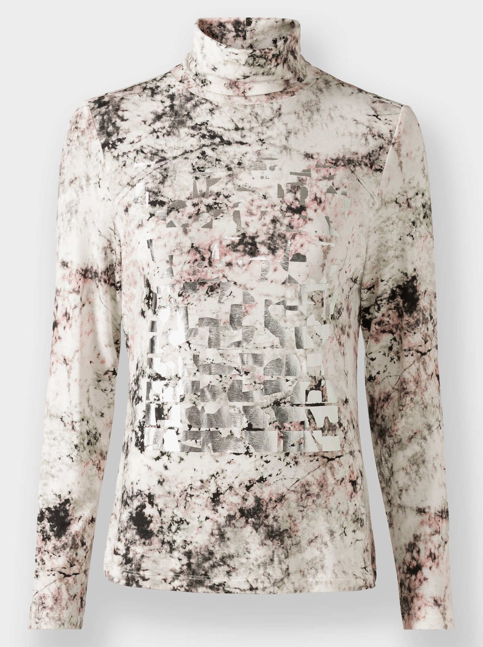 heine Shirt met rolkraag en folieprint - kaki/modder bedrukt