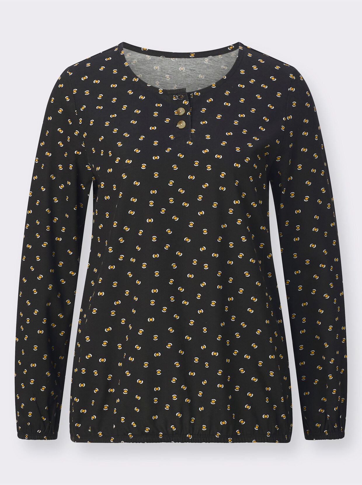 Shirt met lange mouwen - zwart/oker bedrukt