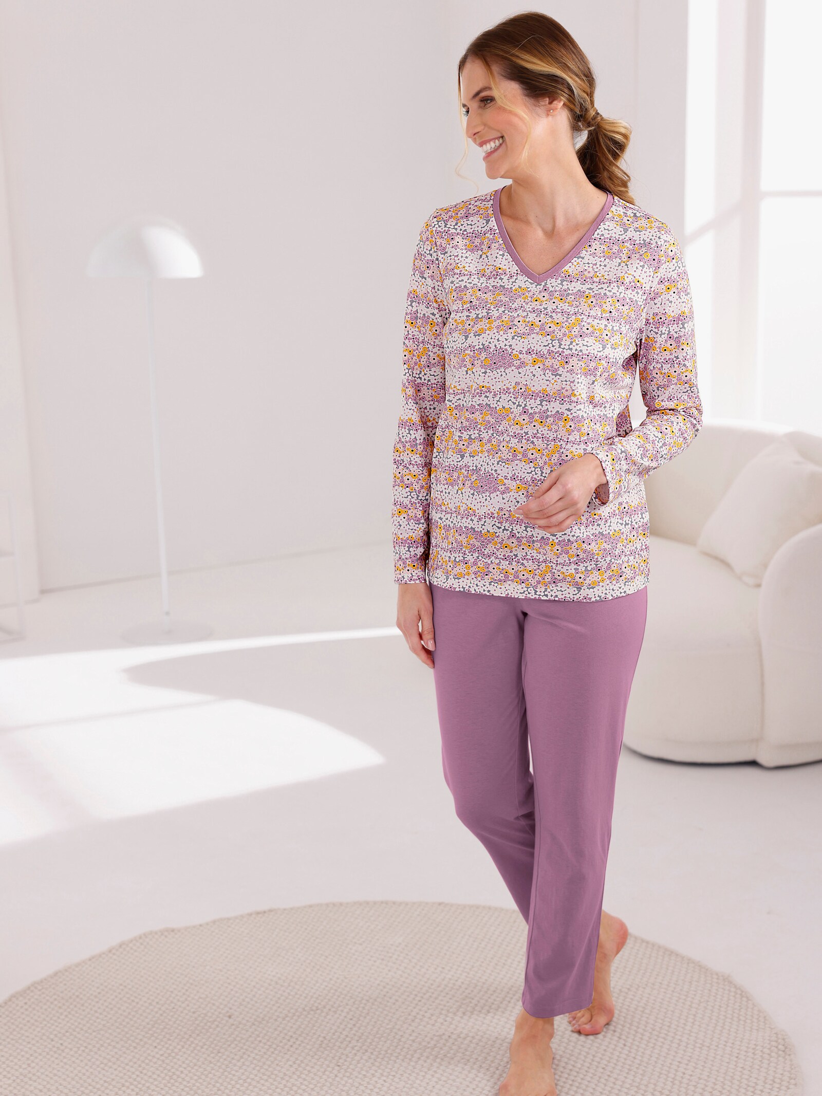 wäschepur Schlafanzüge im 2er-Pack - flieder-bedruckt
