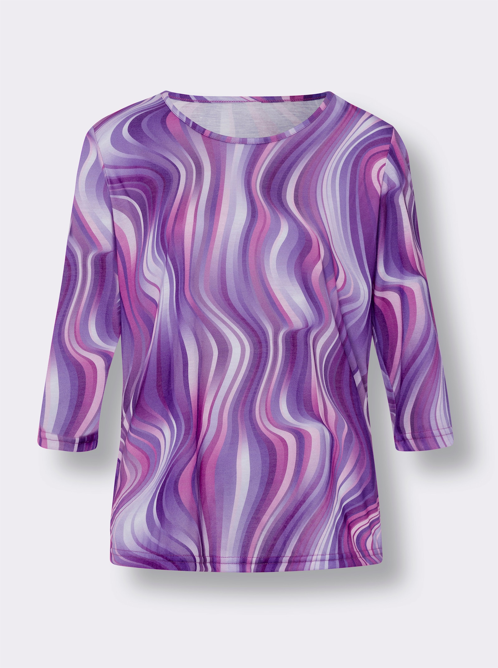 Langarmshirt im Wellendessin - lila-fuchsia-bedruckt