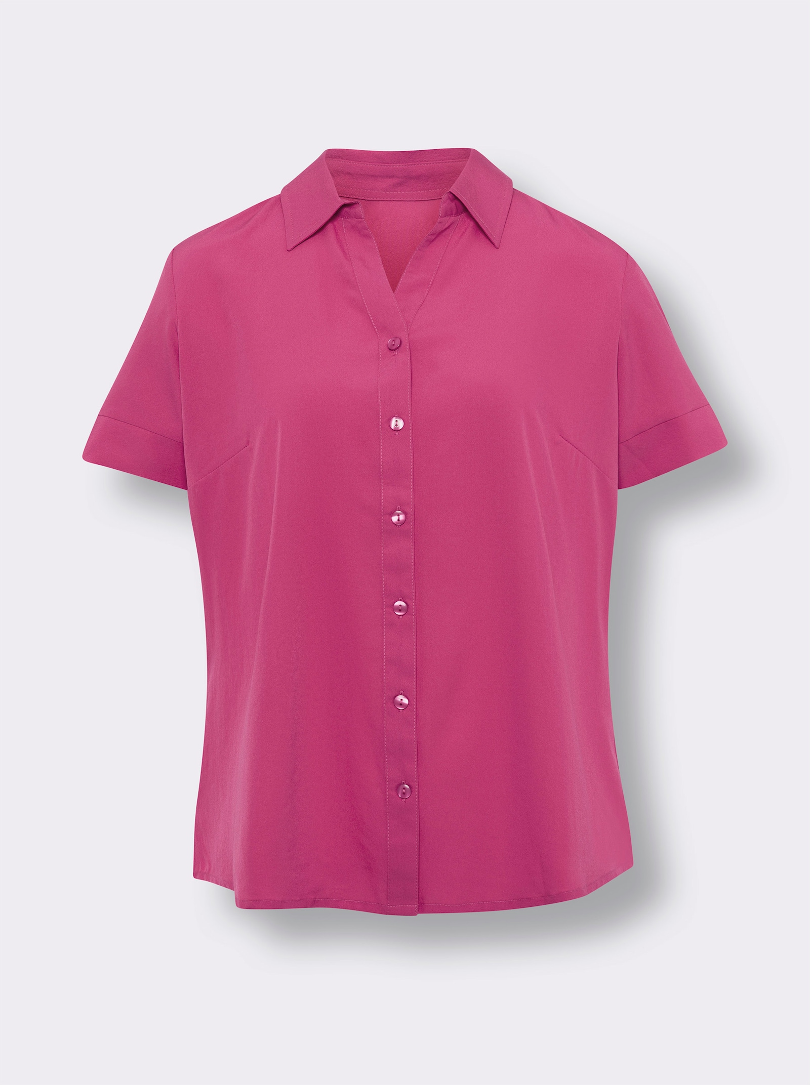 Hemdbluse mit abgerundetem Saum - fuchsia