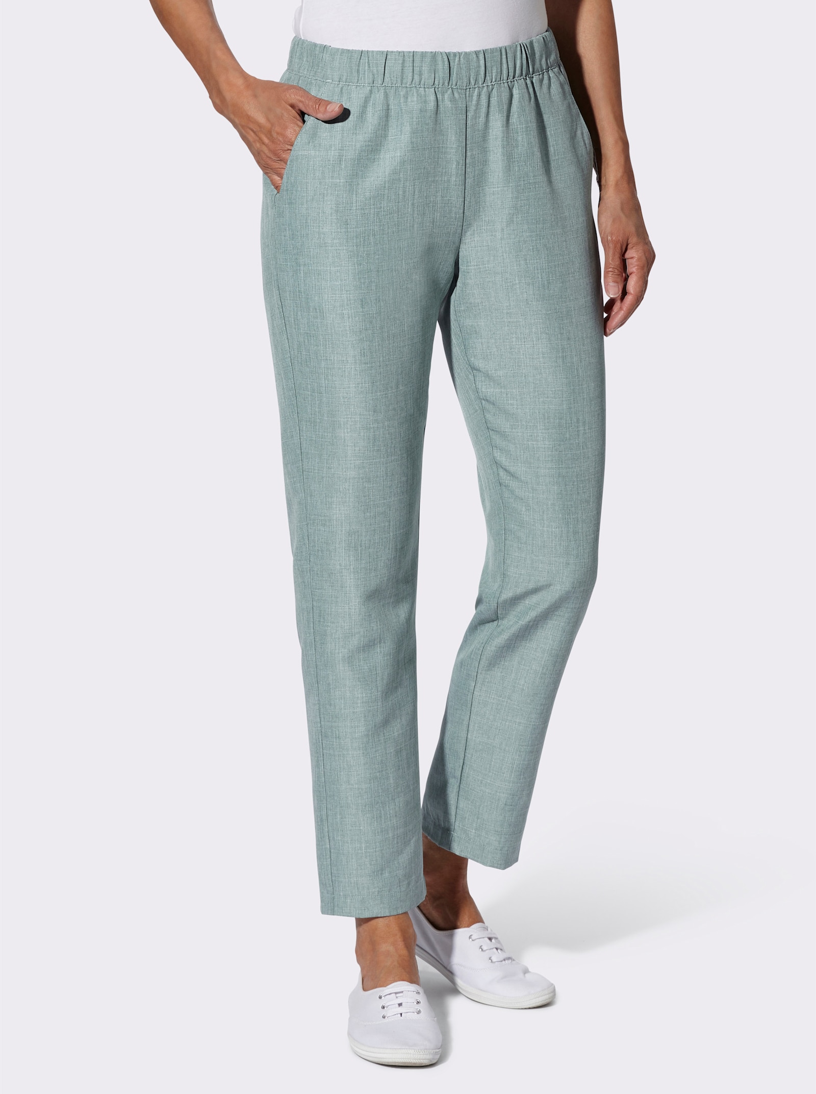 Schlupfhose in Leinen-Optik - jade-meliert