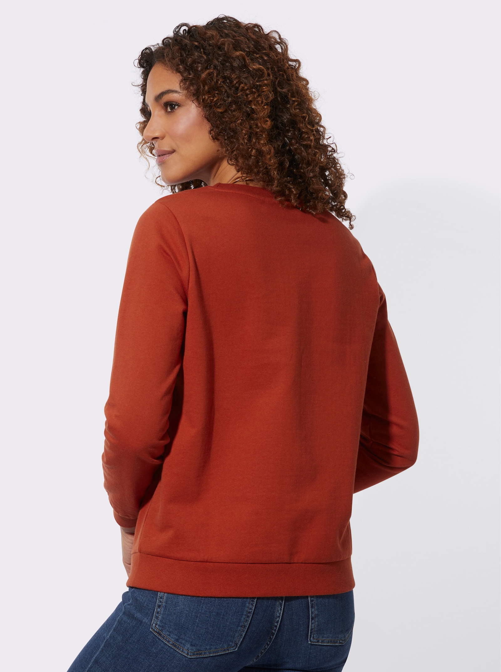 Mikina s žebrovanými náplety - rezavá