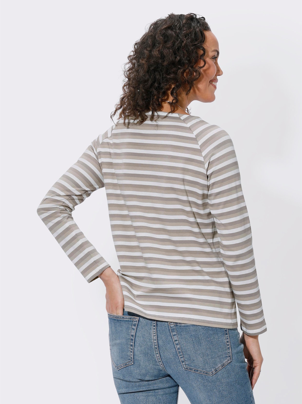 Streepjesshirt - sesam gestreept