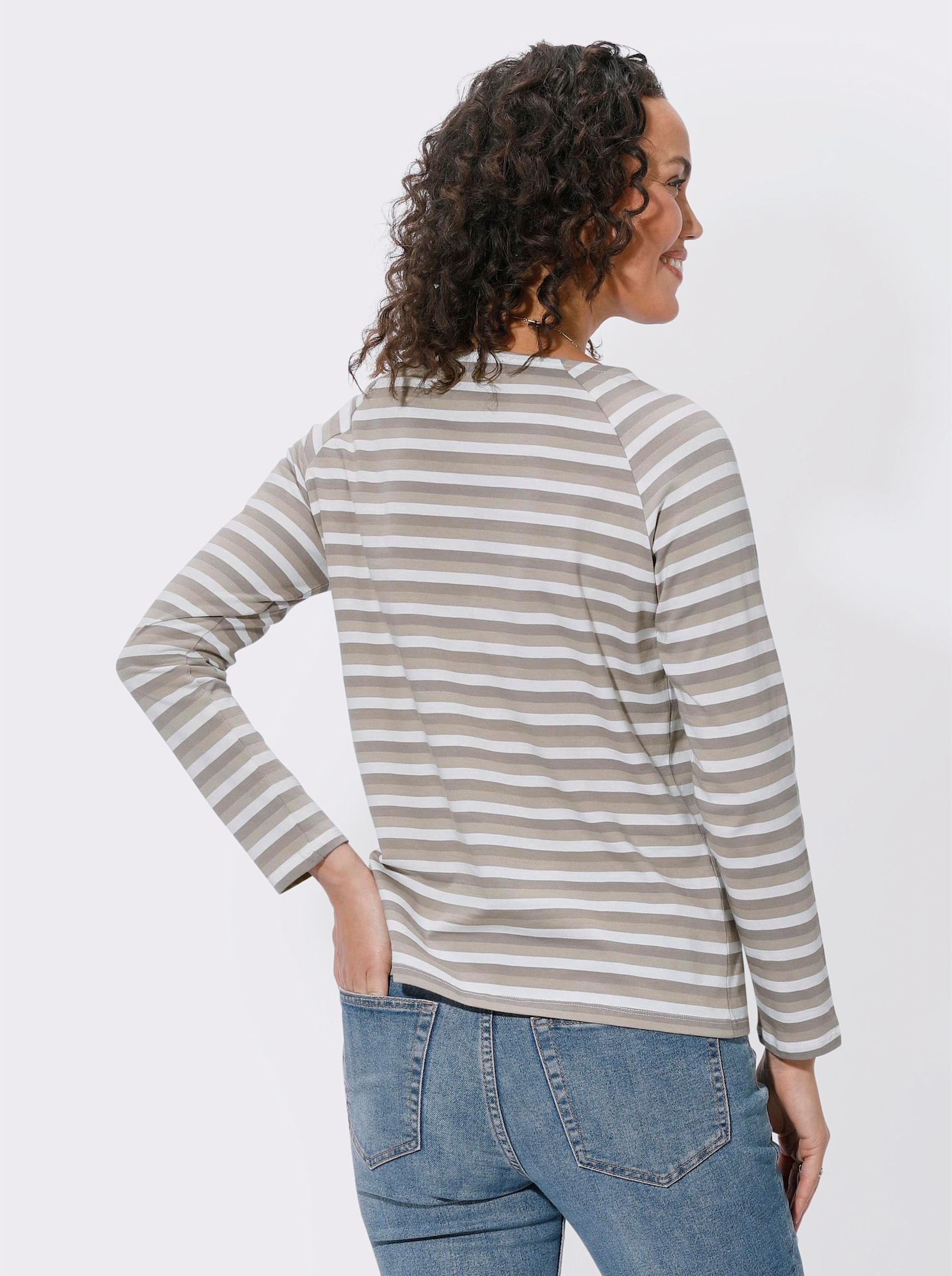 Ringelshirt mit Raglanärmeln - sesam-geringelt