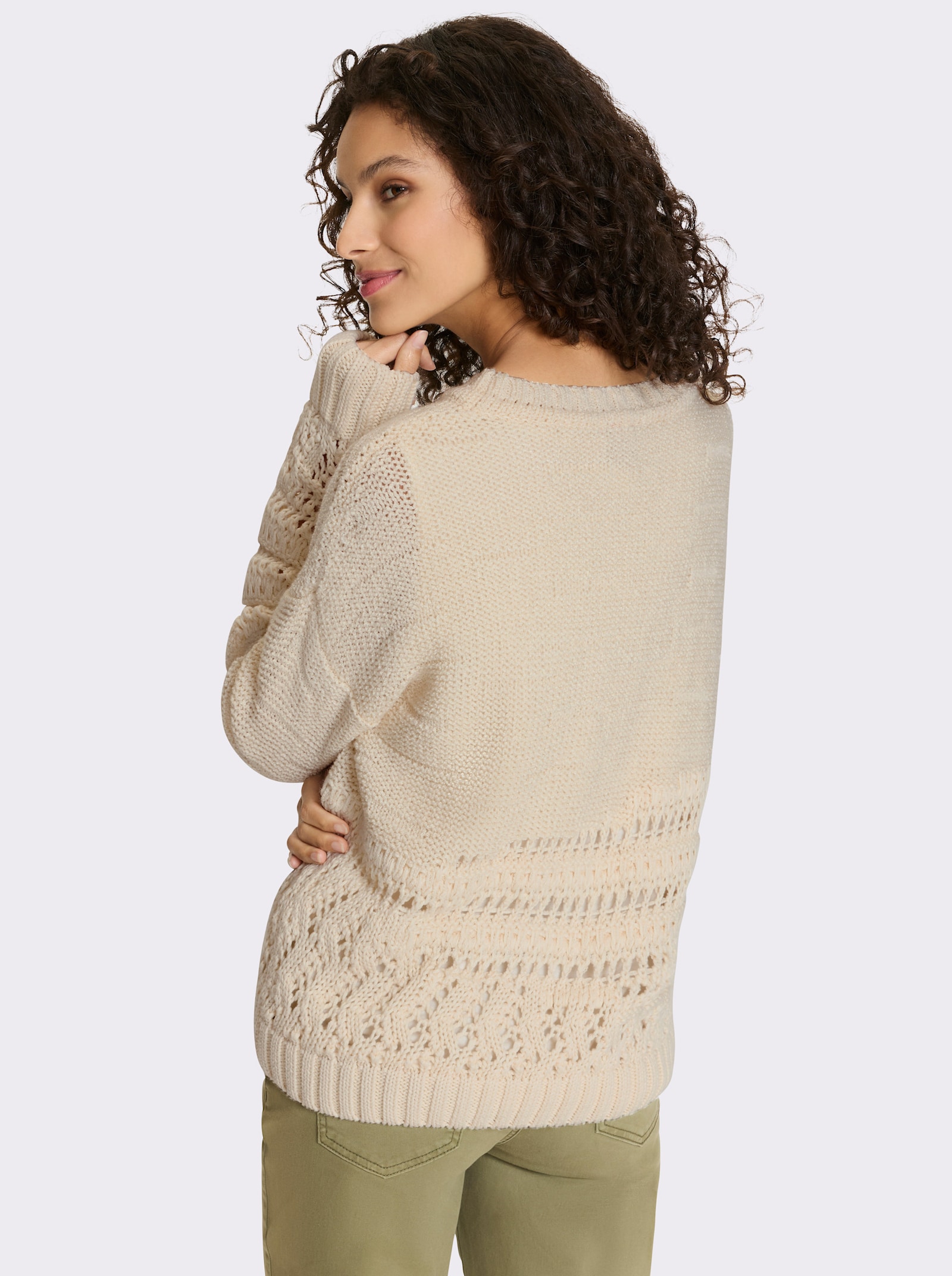 heine Strickpullover mit Ajour-Partien - champagner