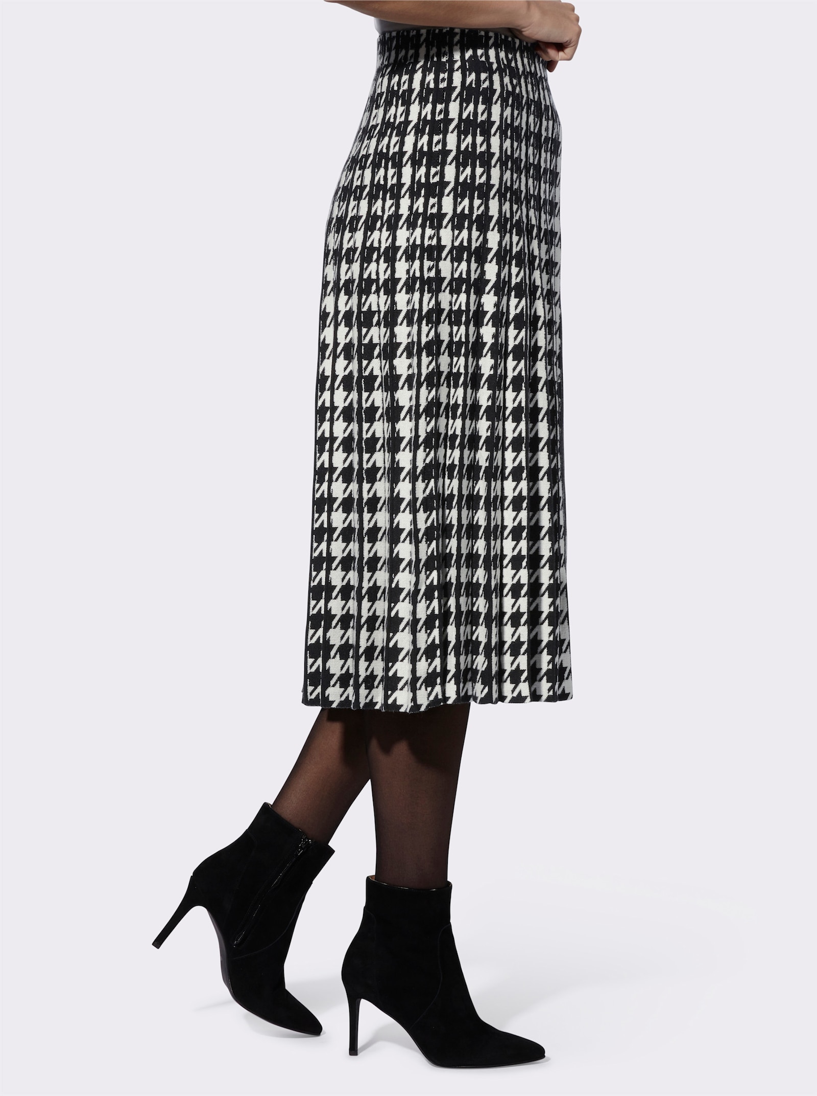 heine Strickrock mit Hahnentritt-Muster - schwarz-ecru-gemustert