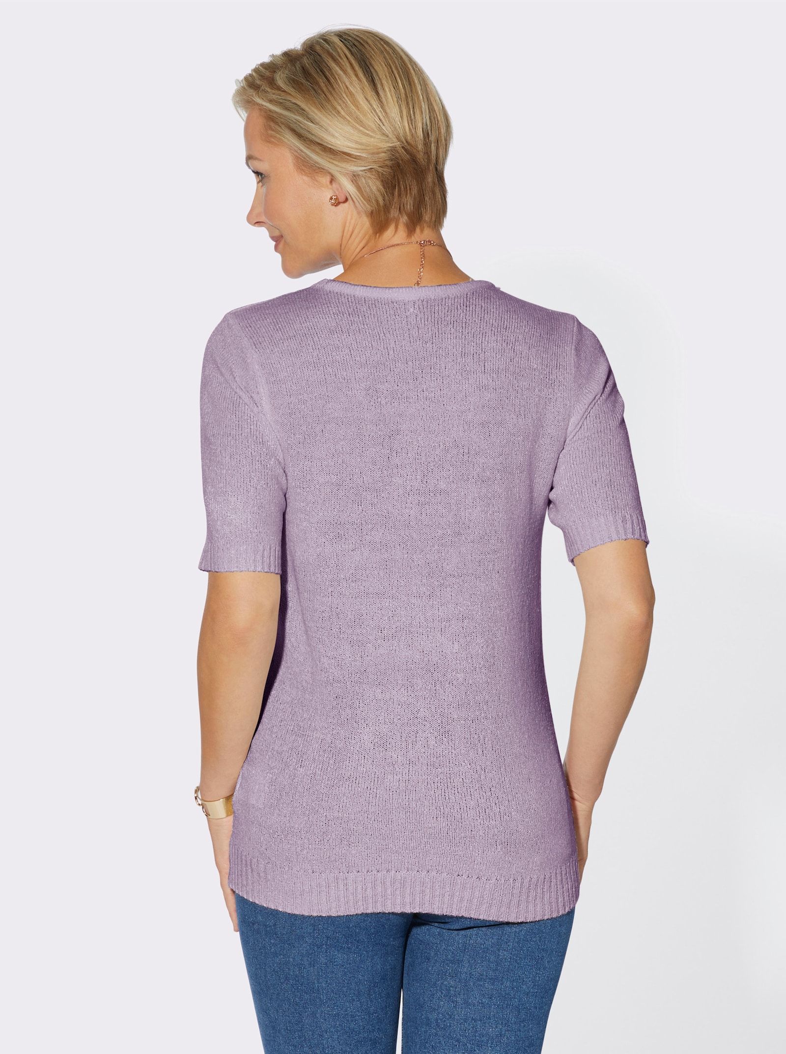 Pulóver s okrúhlym výstrihom z jemného buklé - orgovánová