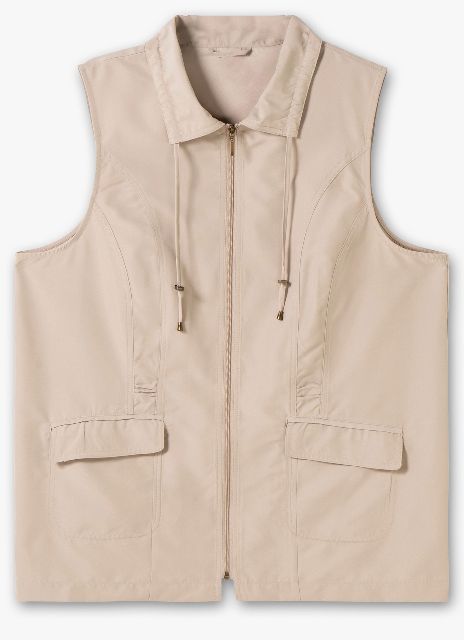 Longweste aus Microfaser - beige