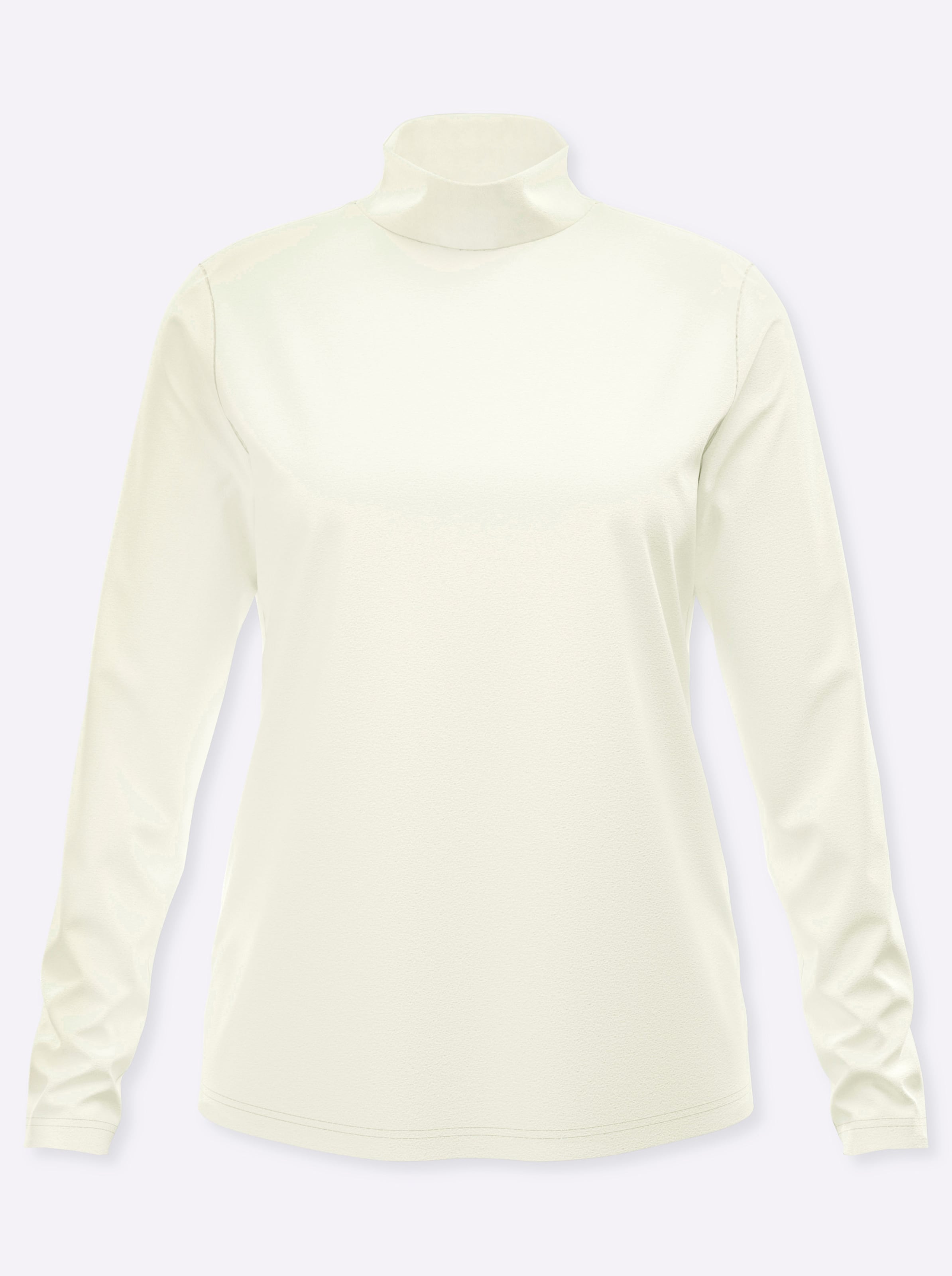Damen Stehkragenshirt aus reiner Baumwolle ecru, Größe 40 - Bild 2