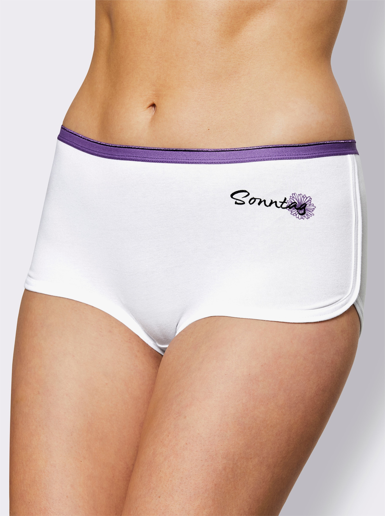 wäschepur Kalhotky s potiskem dnů v týdnu - bílá