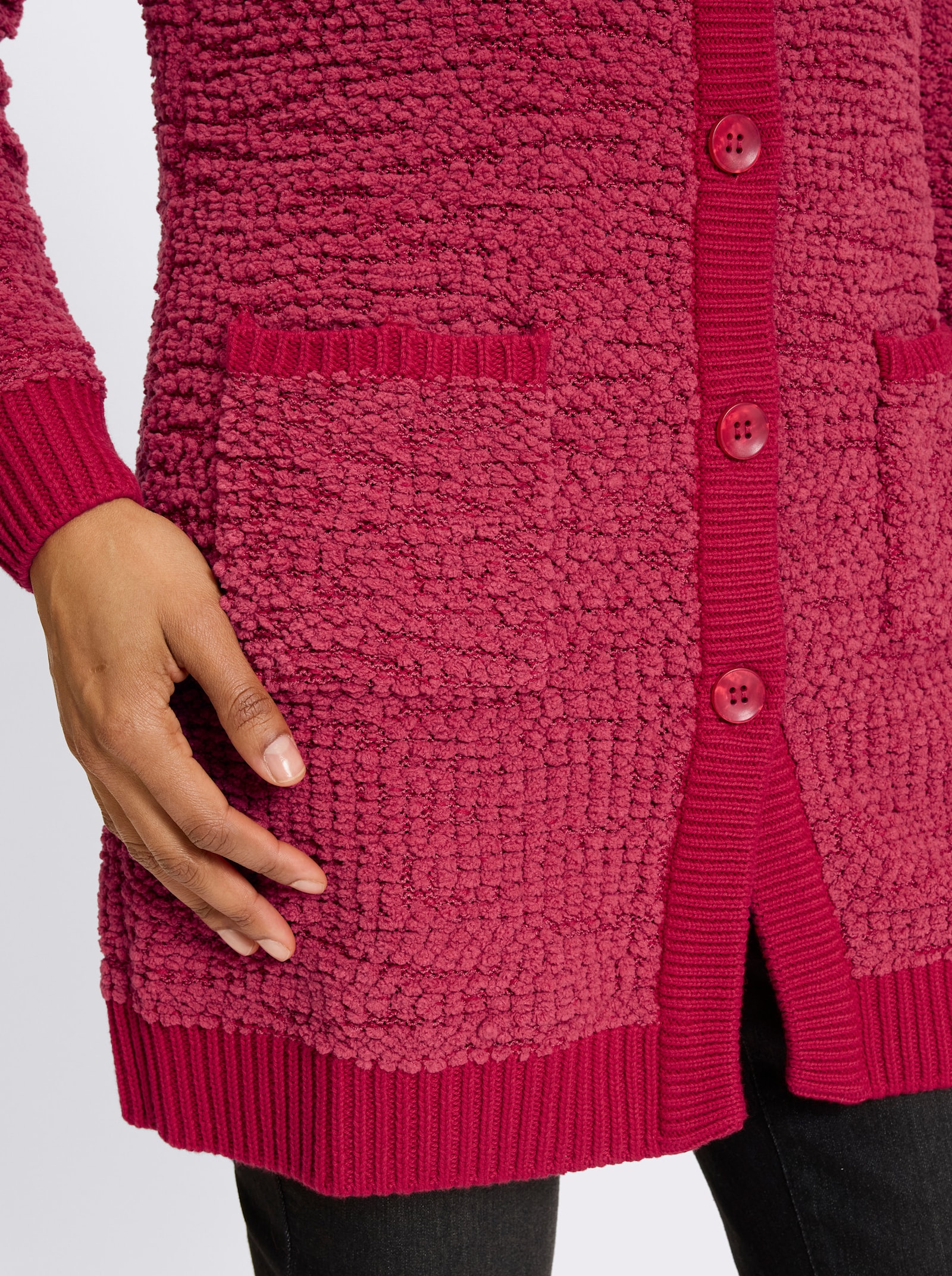 heine Longstrickjacke mit Stehkragen - rot