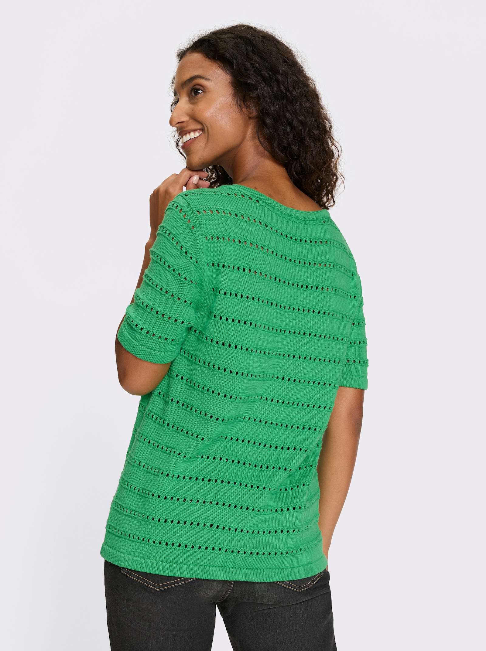 heine Ajourpullover mit 3D-Effekt - grasgrün