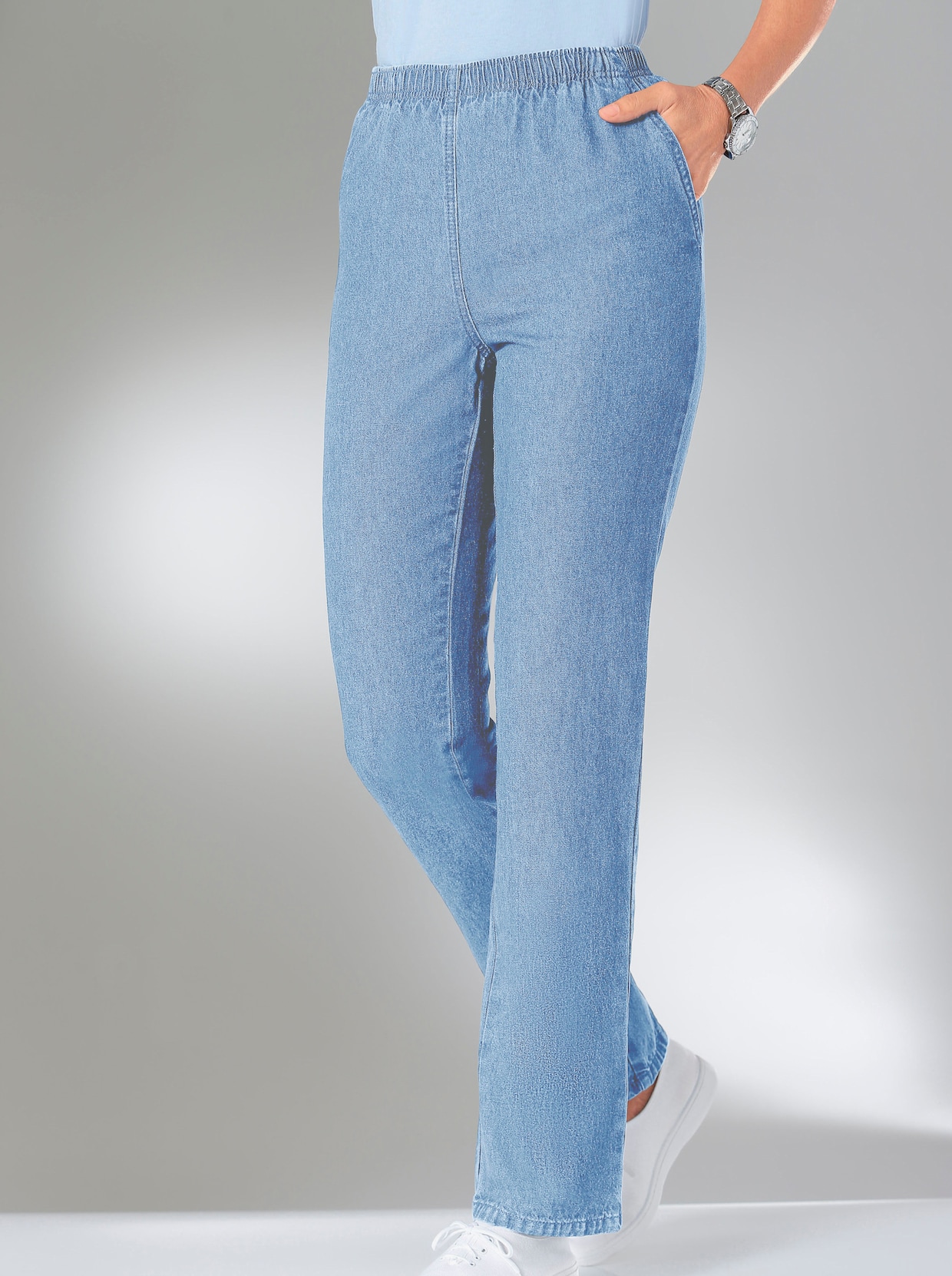 Jeans med resår - blue-bleached