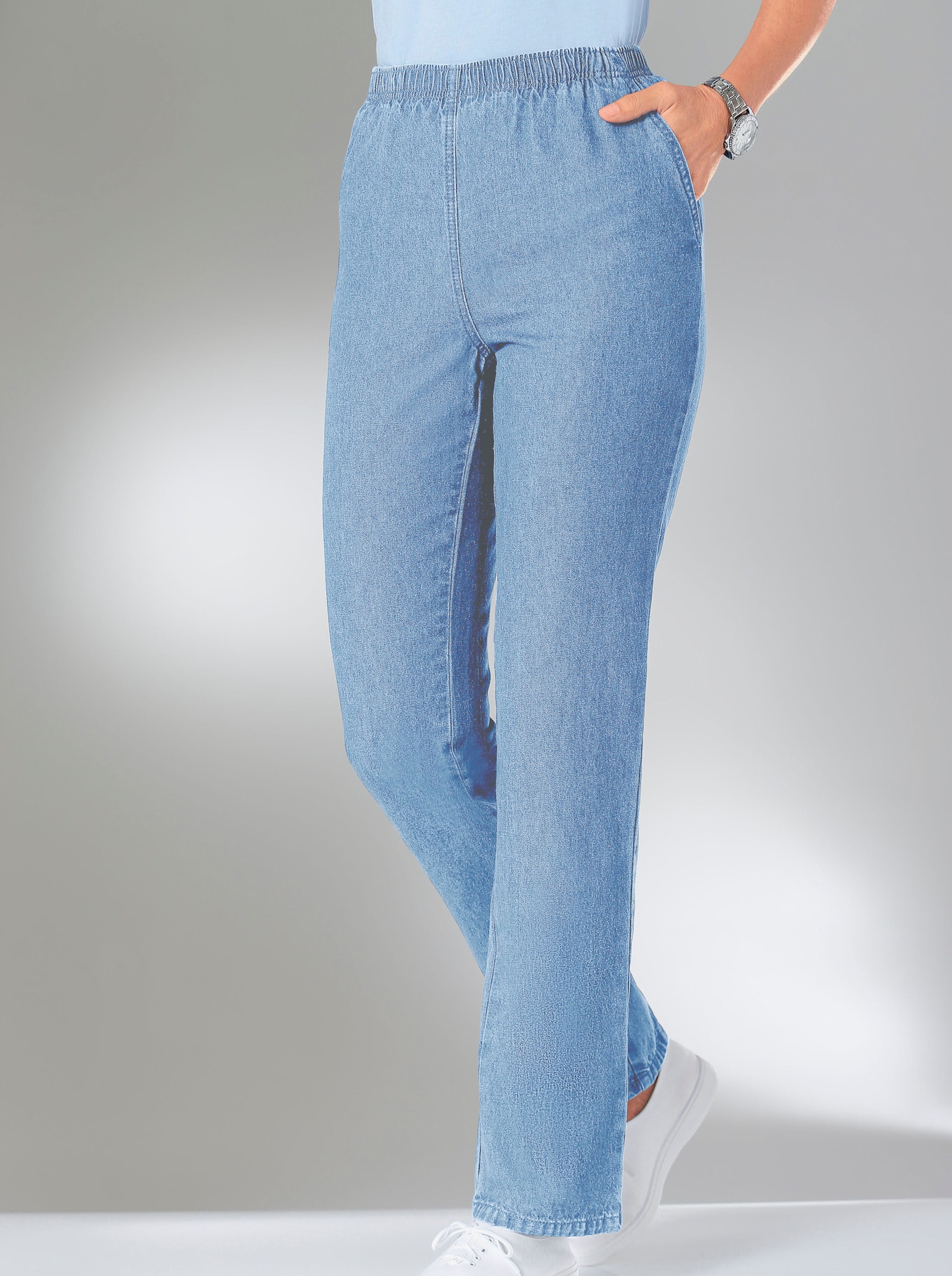 Comfortjeans met twee zijzakken - blue-bleached