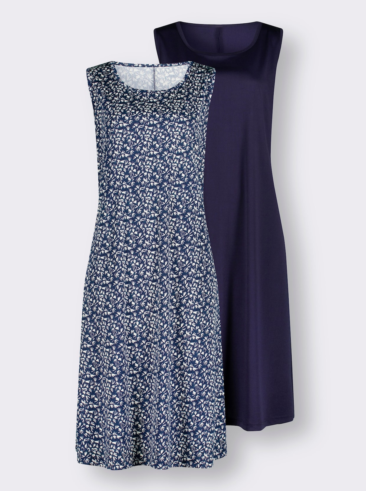 Robe en jersey - marine imprimé + marine